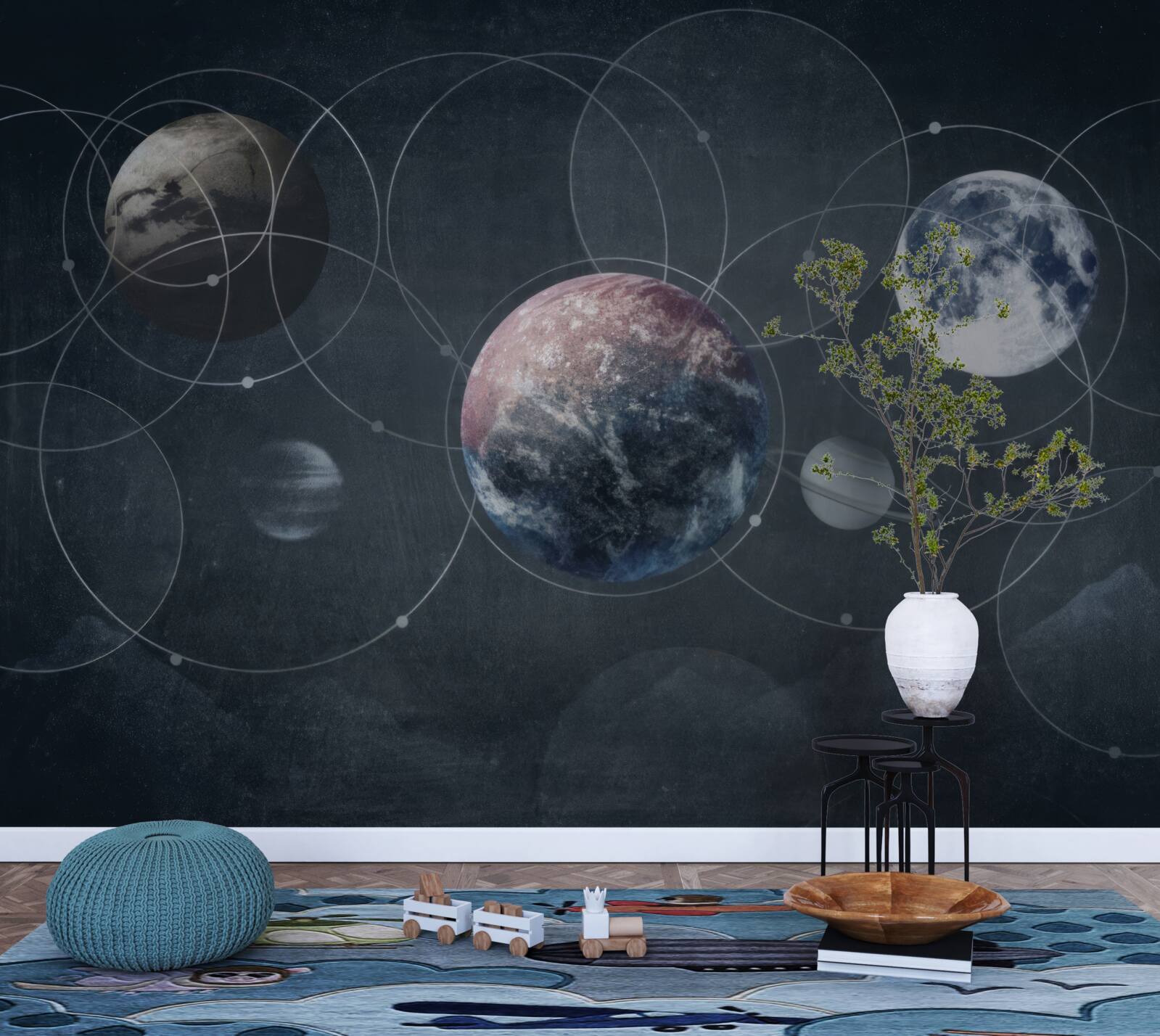 Fotobehang de planeten in het zonnestelsel