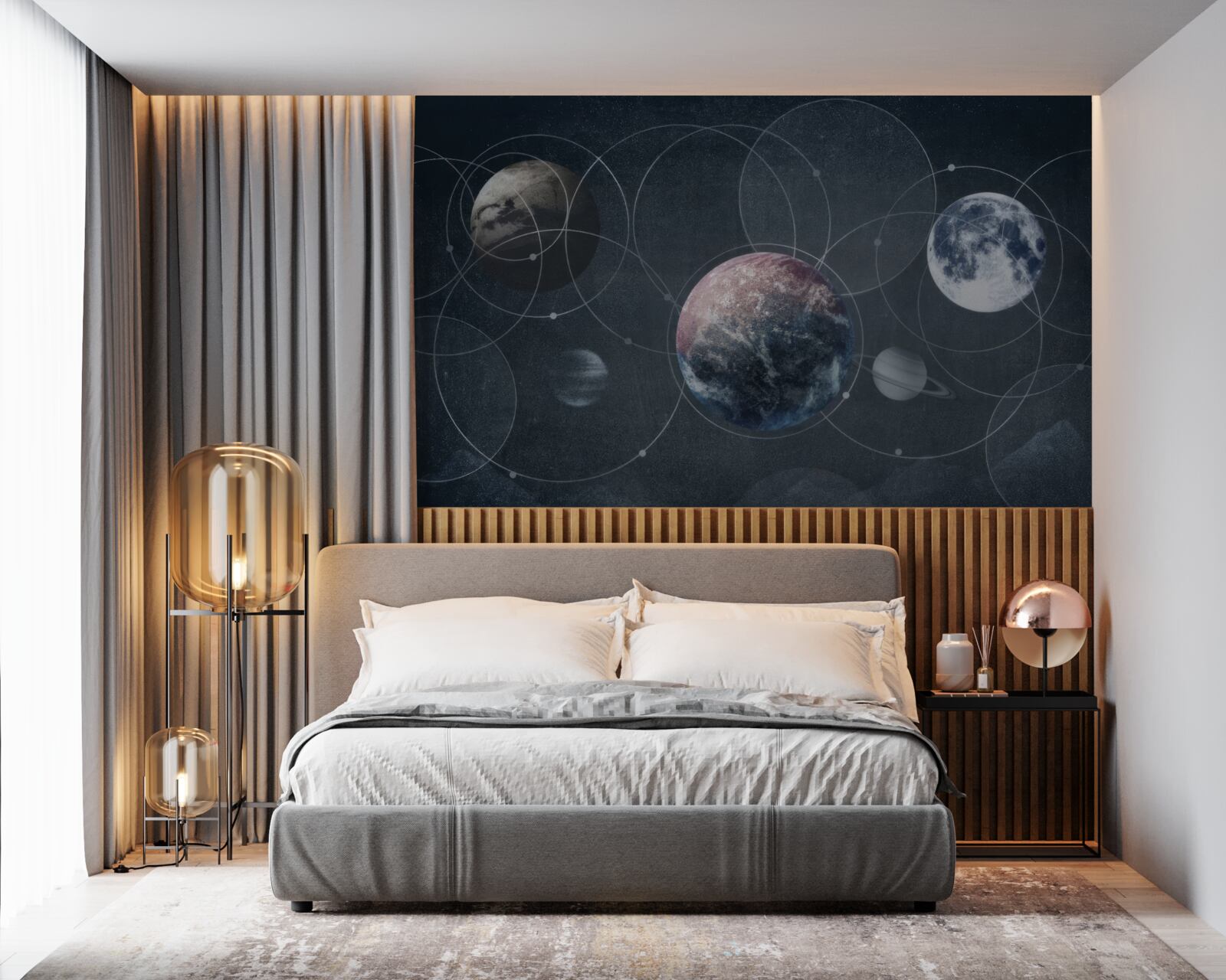 Fotobehang de planeten in het zonnestelsel