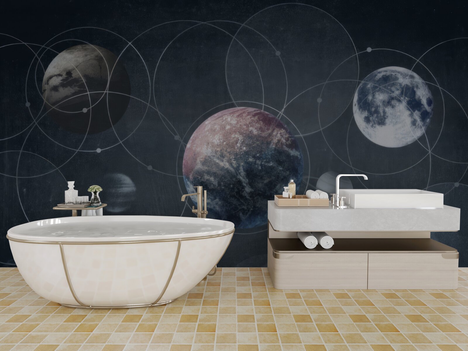 Fotobehang de planeten in het zonnestelsel