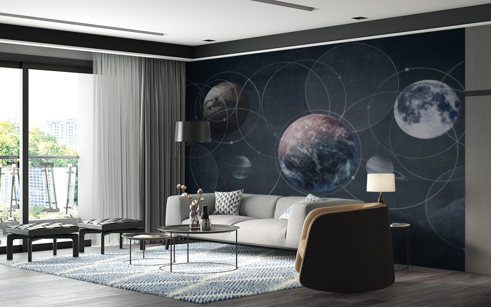 Fotobehang de planeten in het zonnestelsel