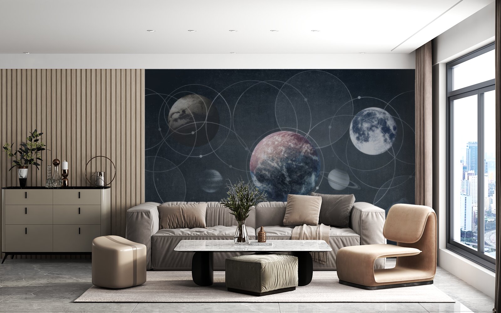 Fotobehang de planeten in het zonnestelsel