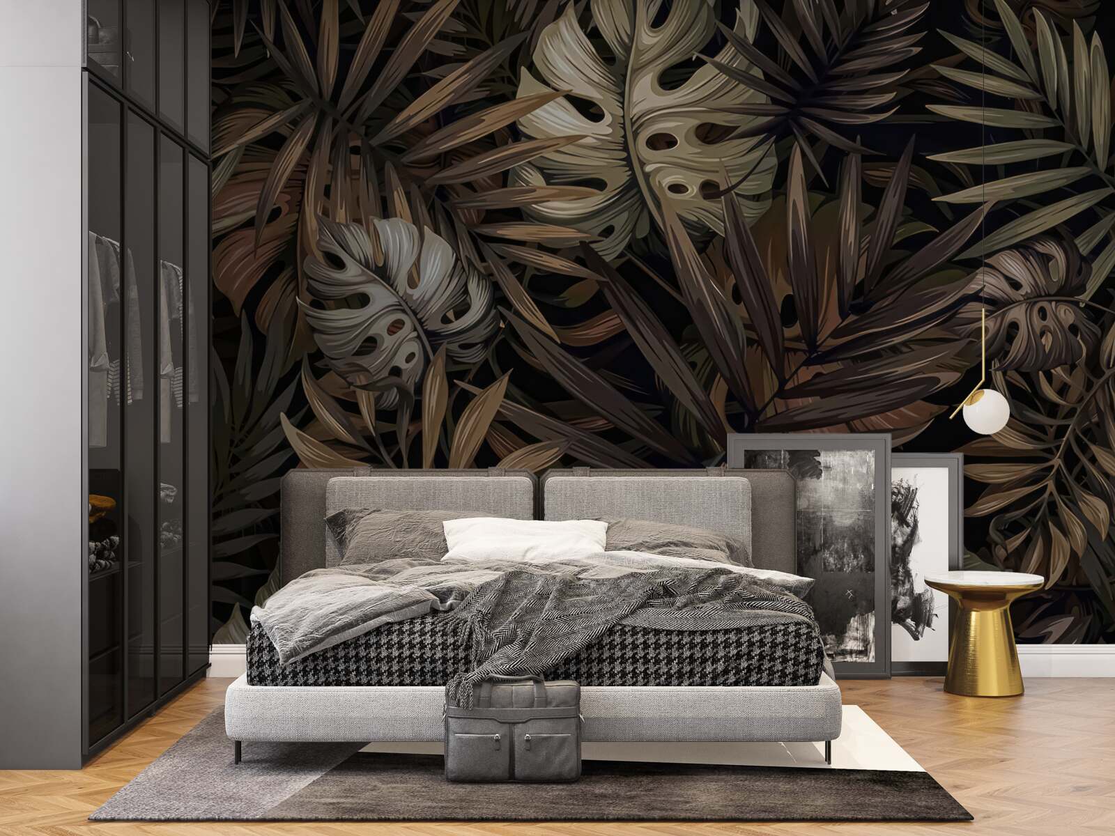 Fotobehang tropische bladeren bij nacht