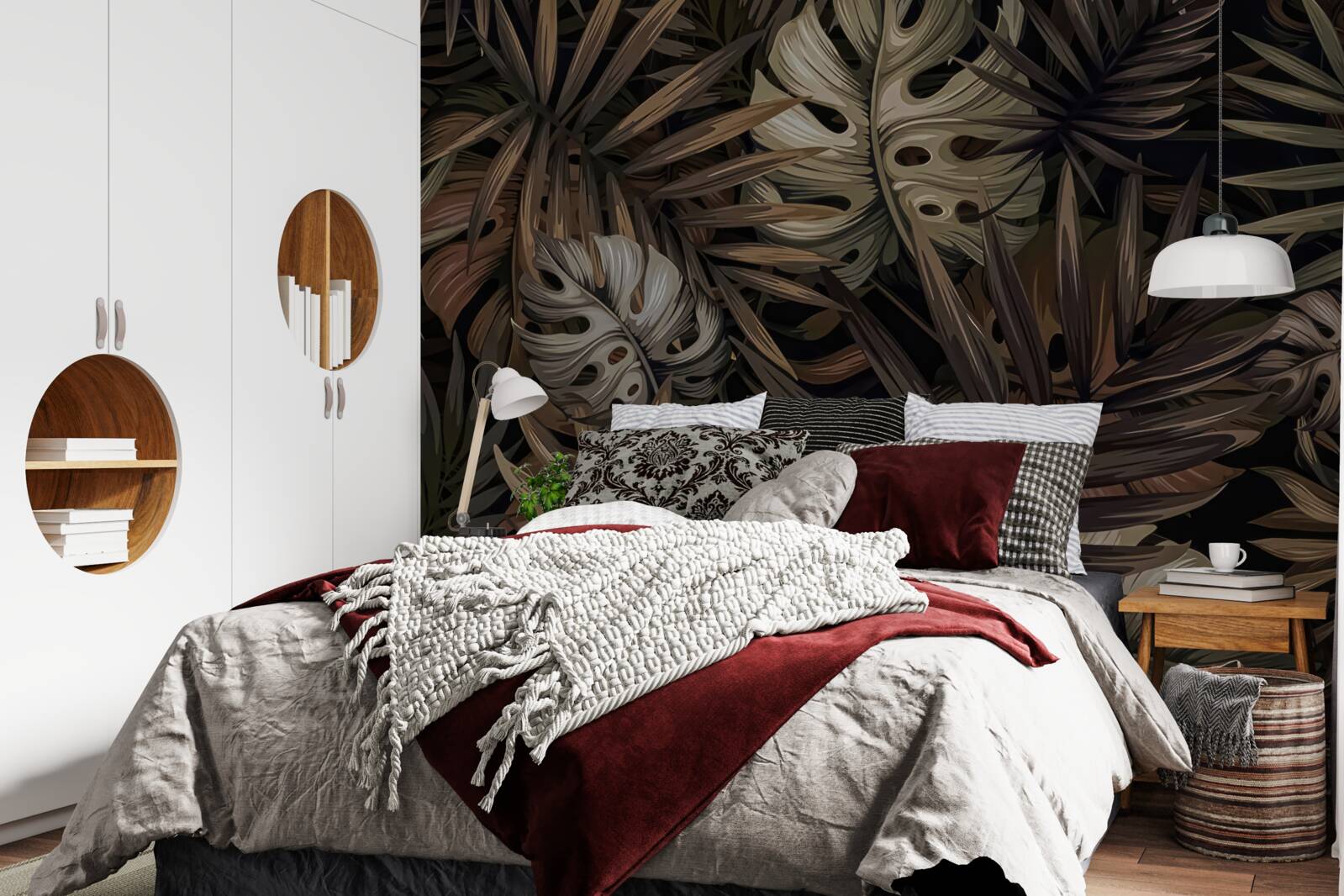 Fotobehang tropische bladeren bij nacht