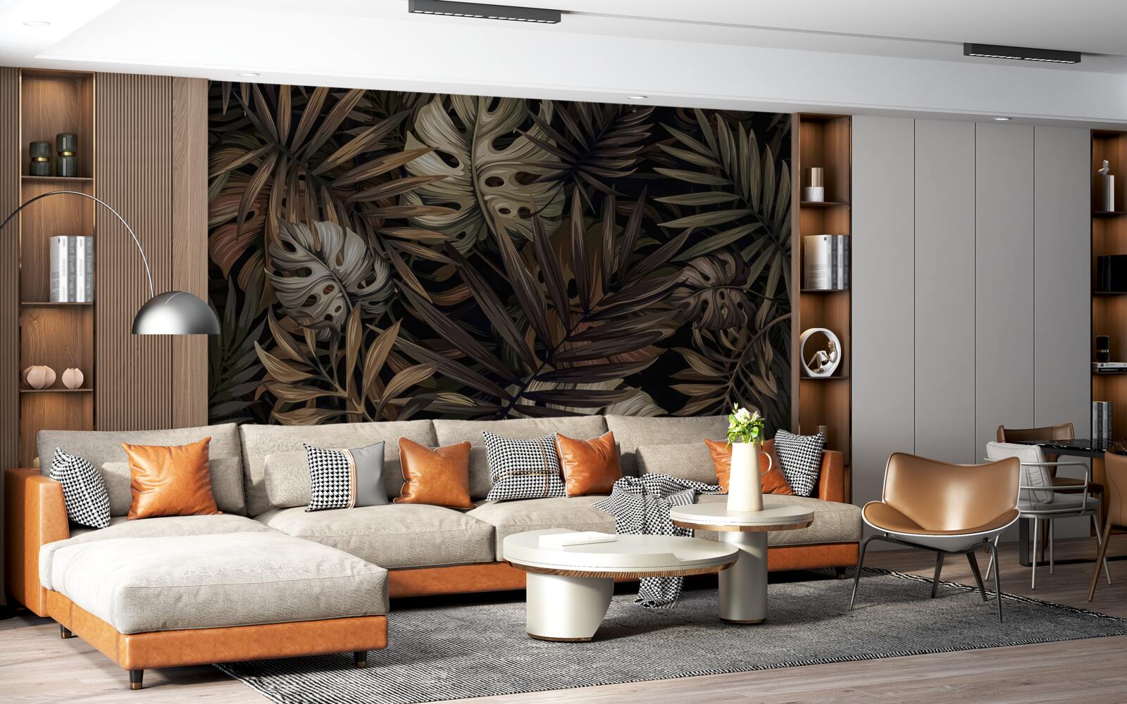 Fotobehang tropische bladeren bij nacht