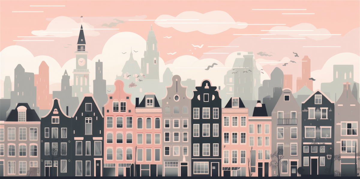 Fotobehang Dageraad verlicht de stad