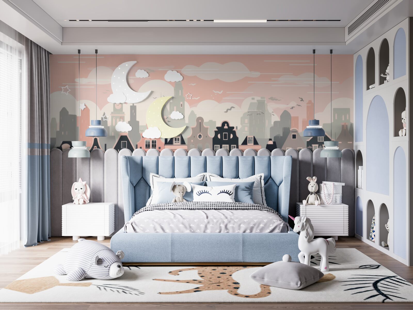 Fotobehang Dageraad verlicht de stad