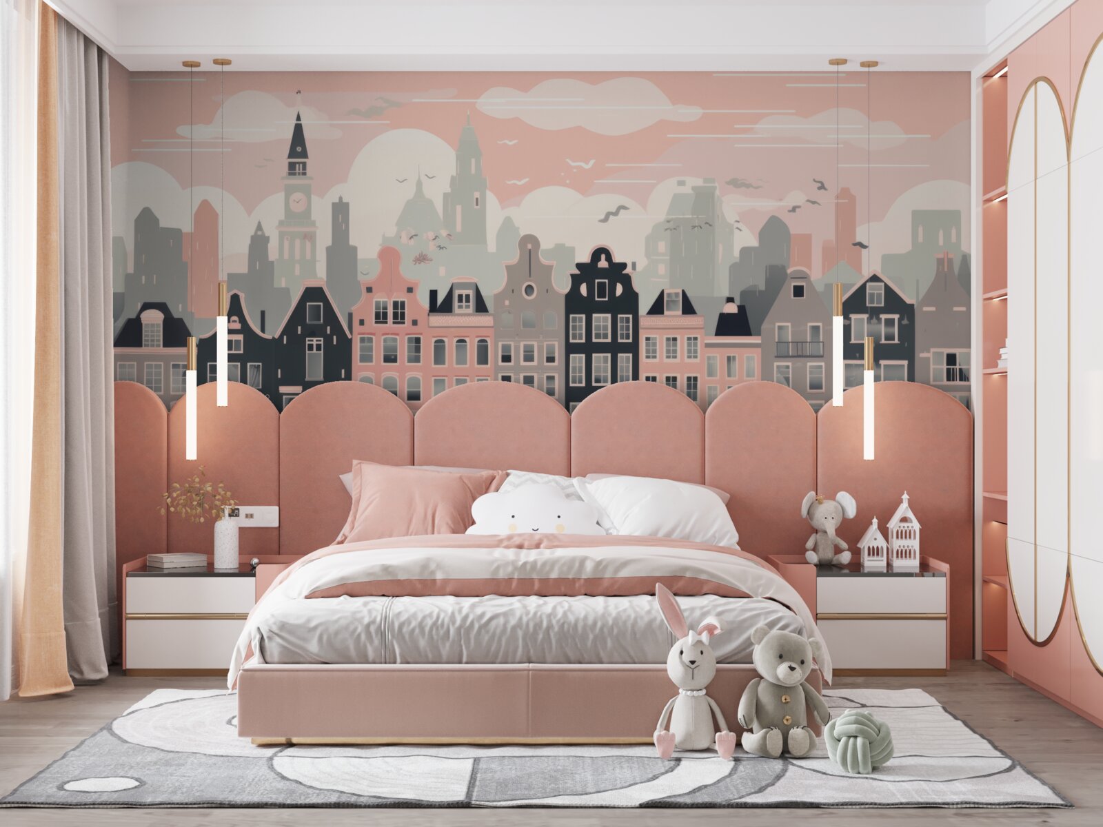 Fotobehang Dageraad verlicht de stad