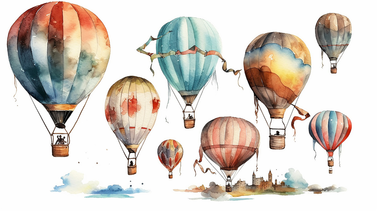 Fotobehang een heteluchtballonnenshow boven de stad