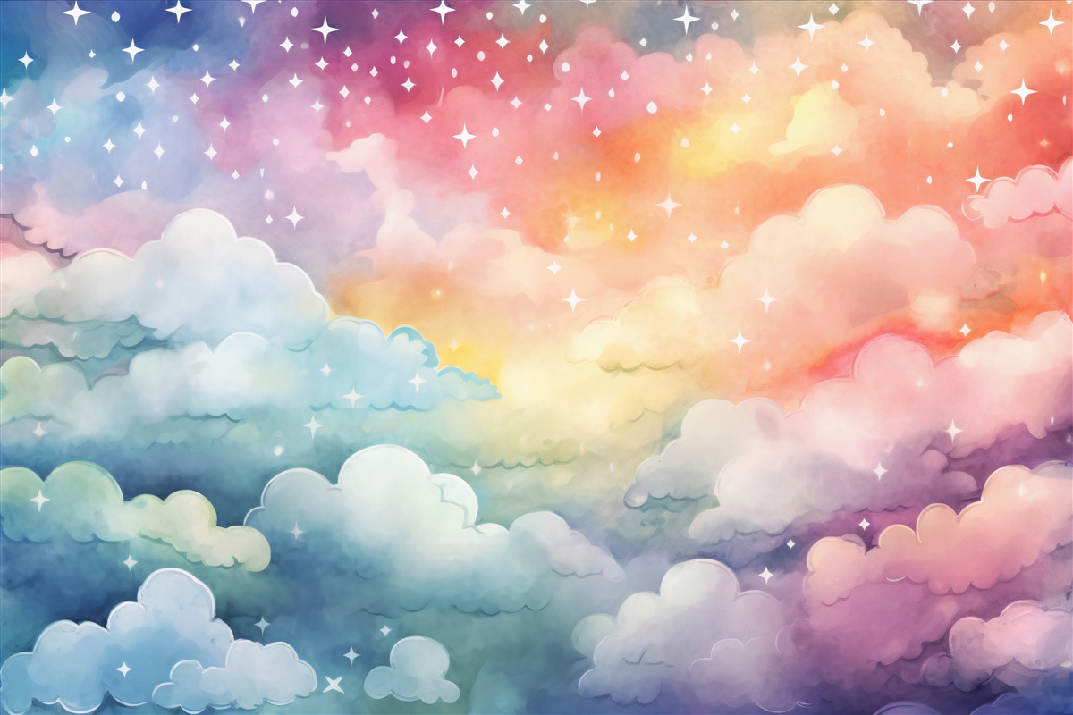 Fotobehang heldere wolken van alle kleuren in de lucht