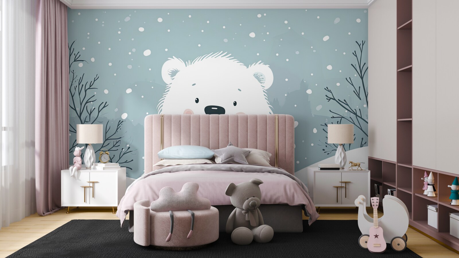 Fotobehang Mooie poolbaby