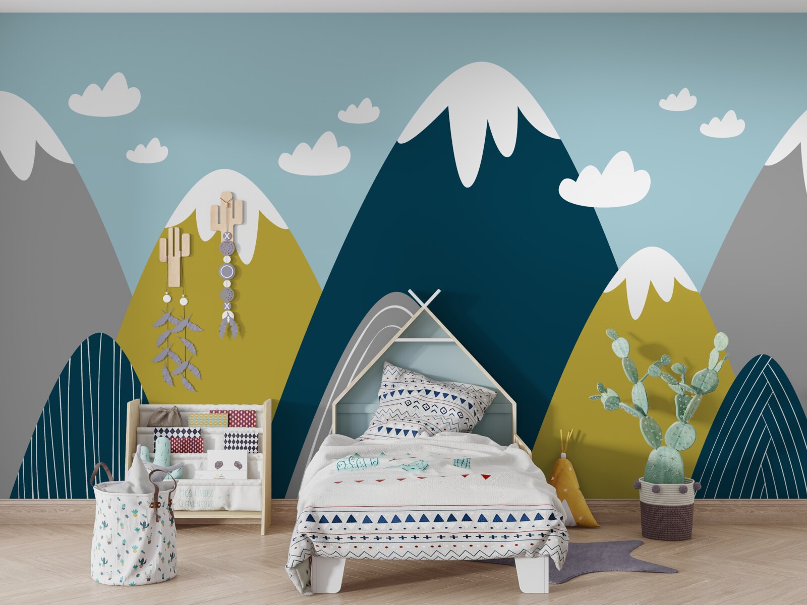 Fotobehang bergtoppen bedekt met sneeuw