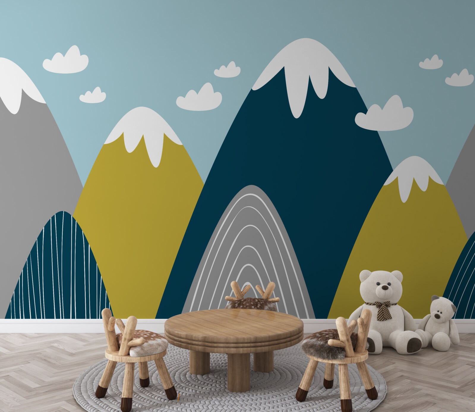 Fotobehang bergtoppen bedekt met sneeuw