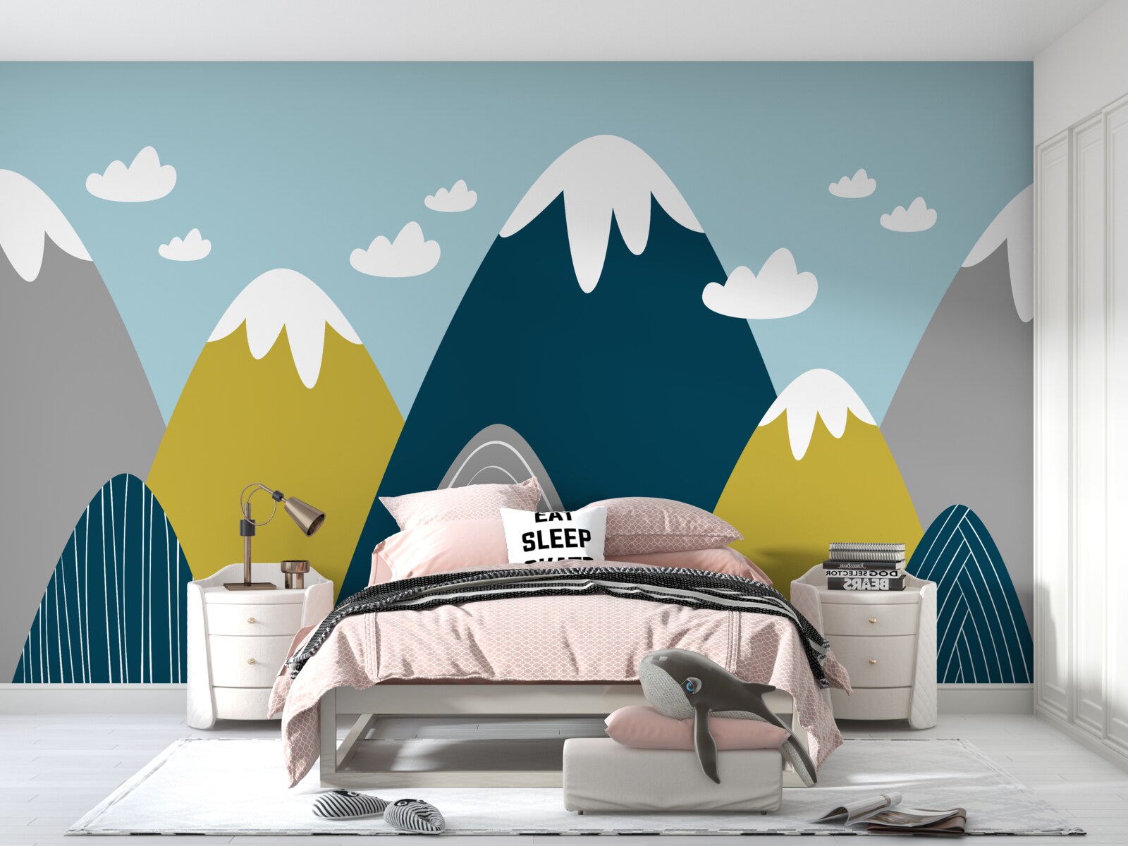 Fotobehang bergtoppen bedekt met sneeuw