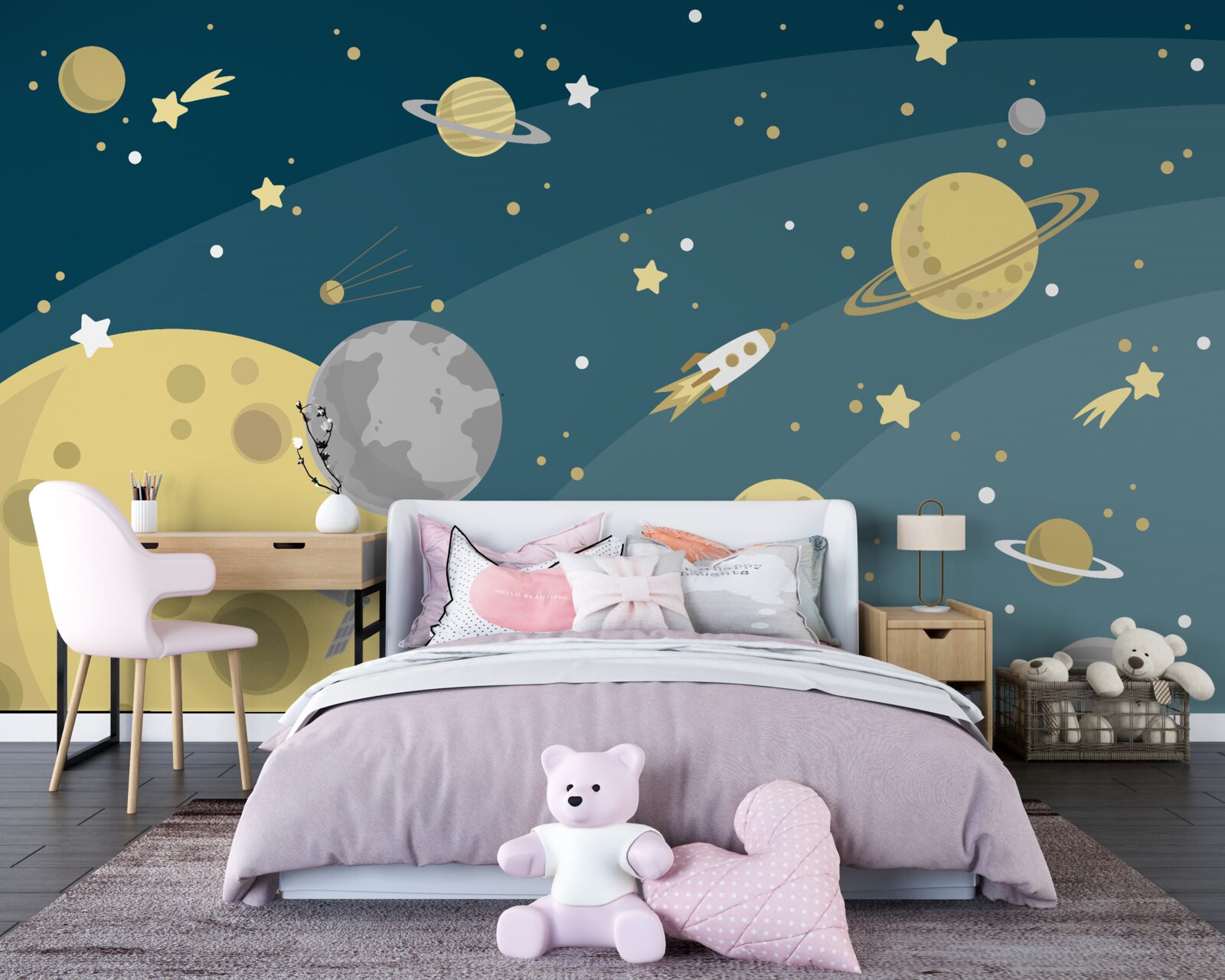 Fotobehang sterren en planeten in de ruimte