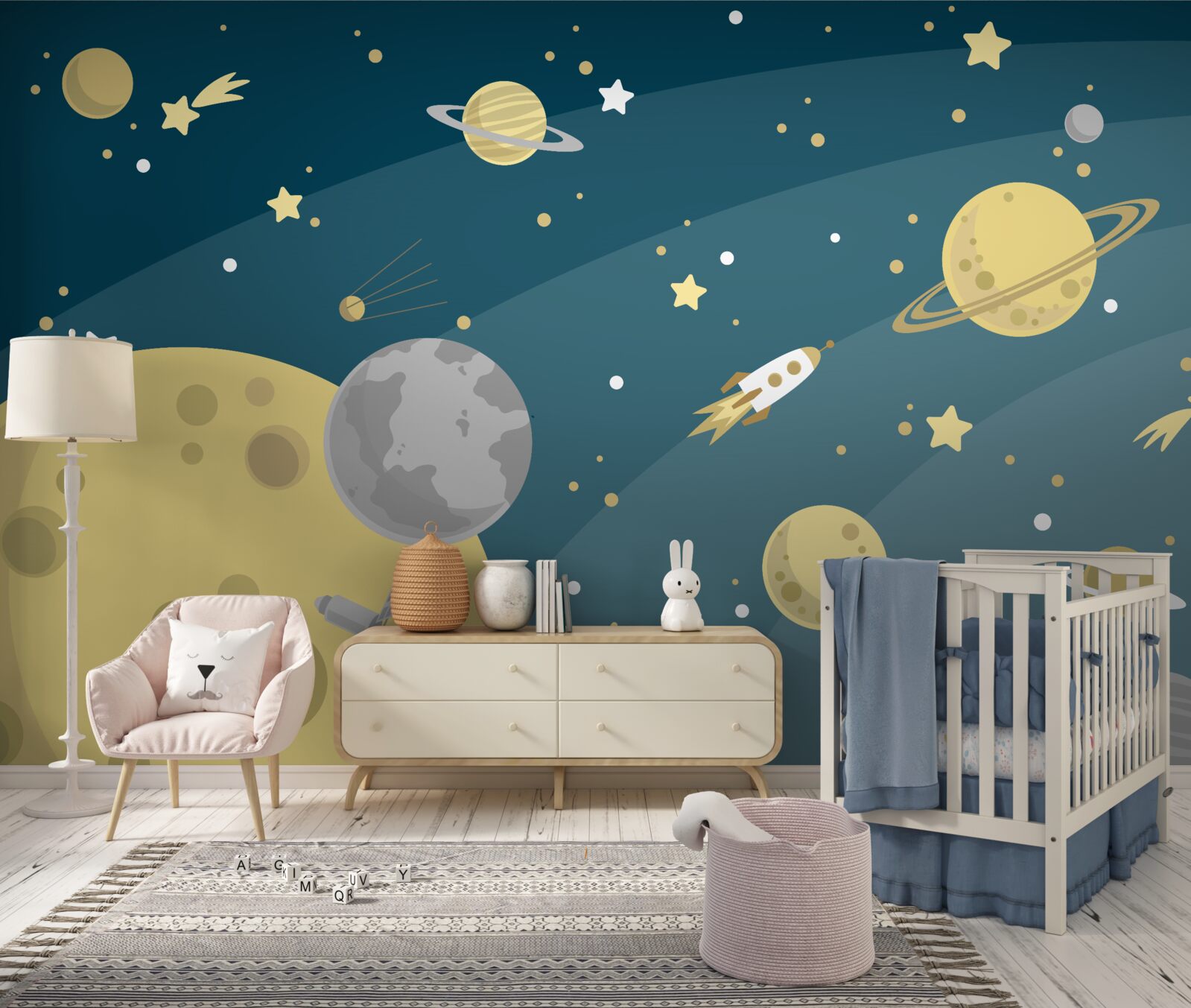 Fotobehang sterren en planeten in de ruimte