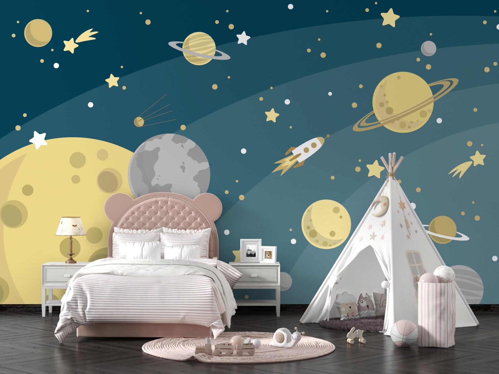 Fotobehang sterren en planeten in de ruimte