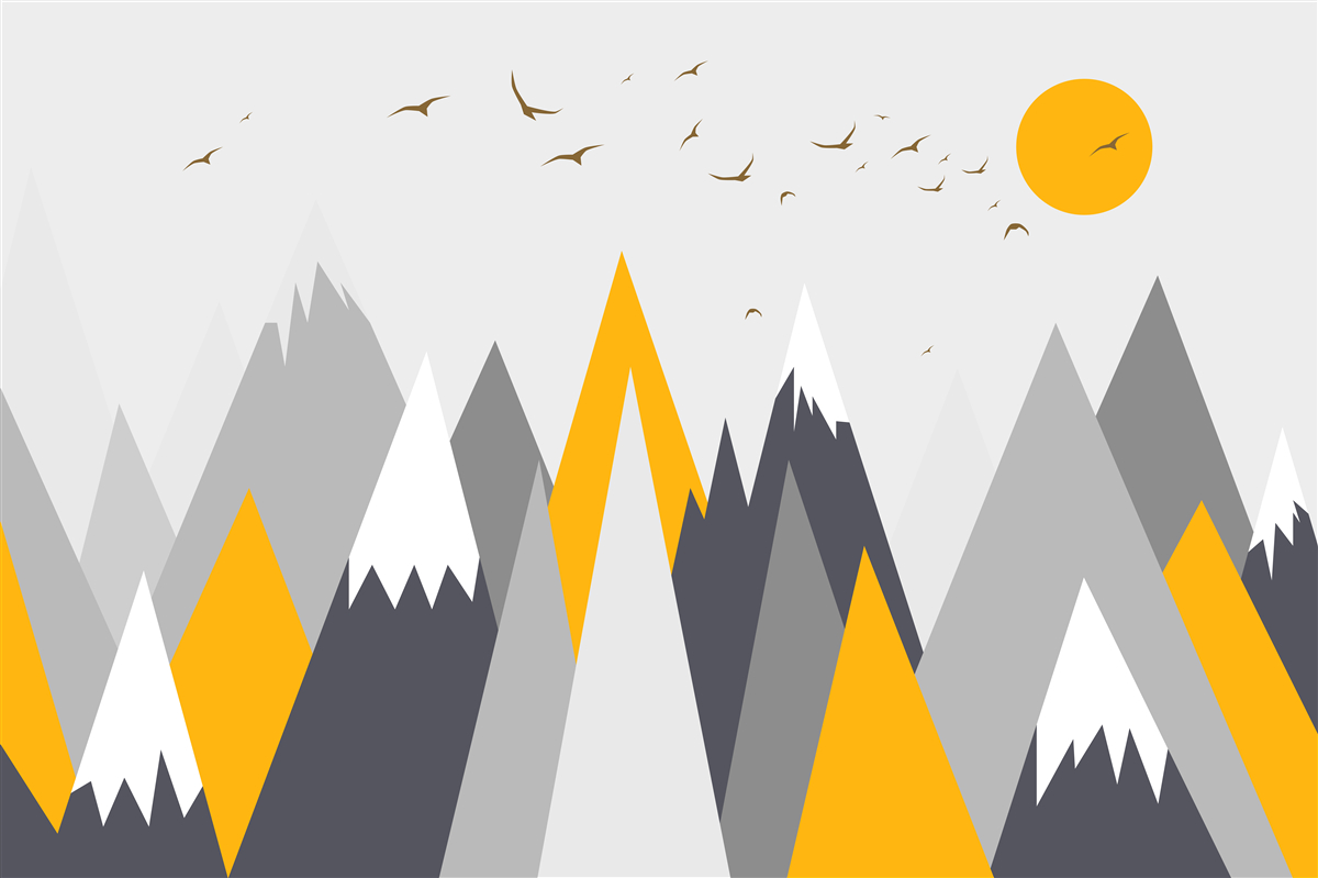 Fotobehang Zonlicht overspoelt de bergtoppen