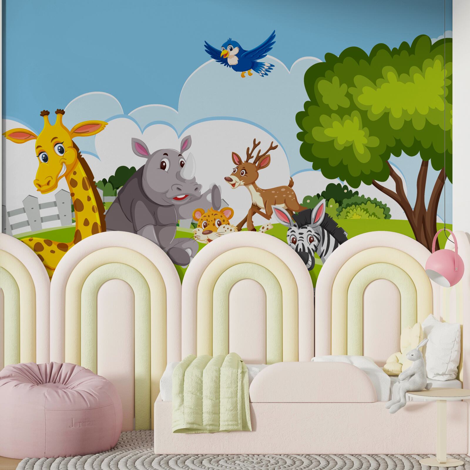 Fotobehang Jong gezelschap ontspant op het gazon