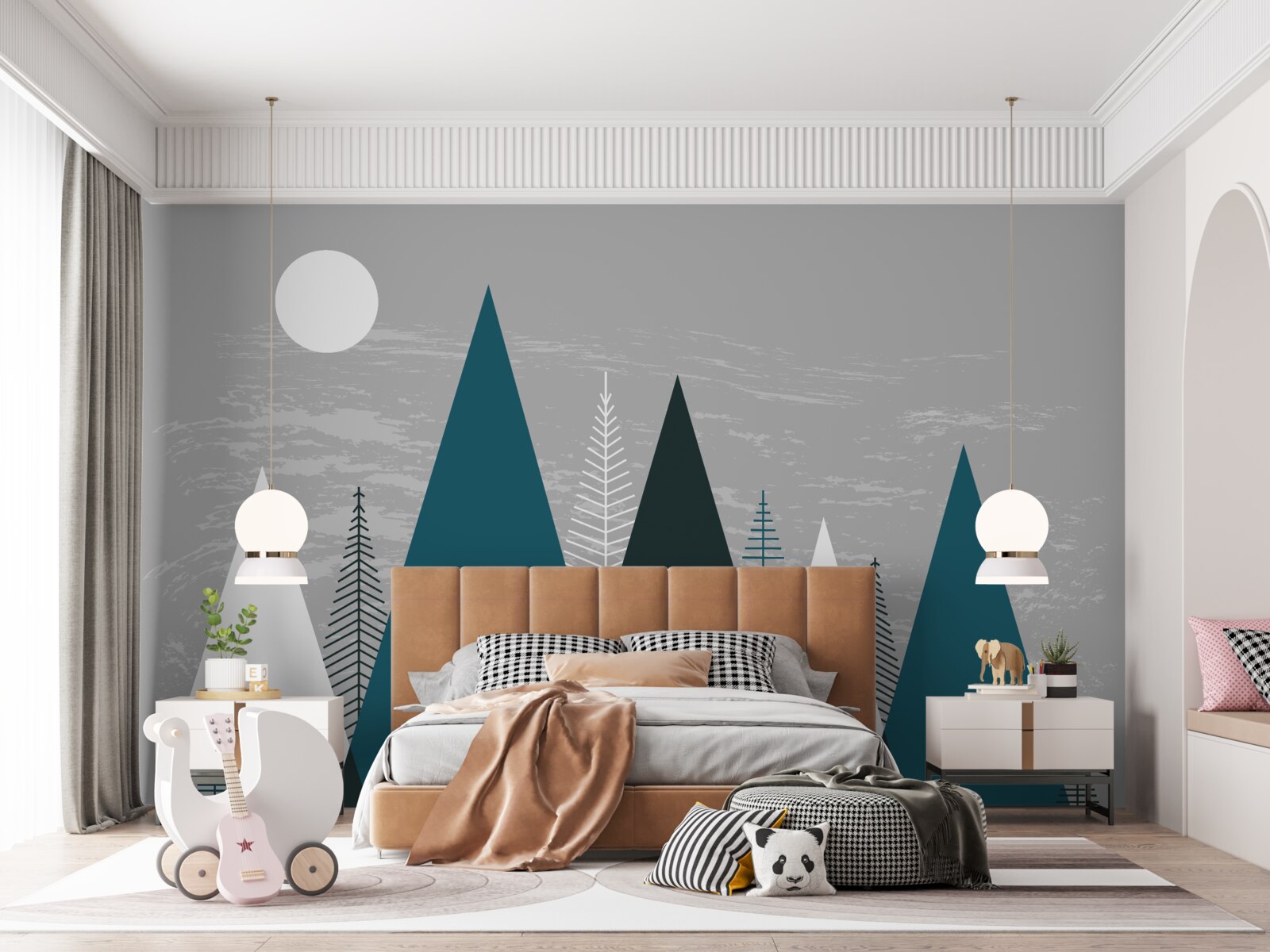 Fotobehang duisternis omhulde het smaragdgroene bos