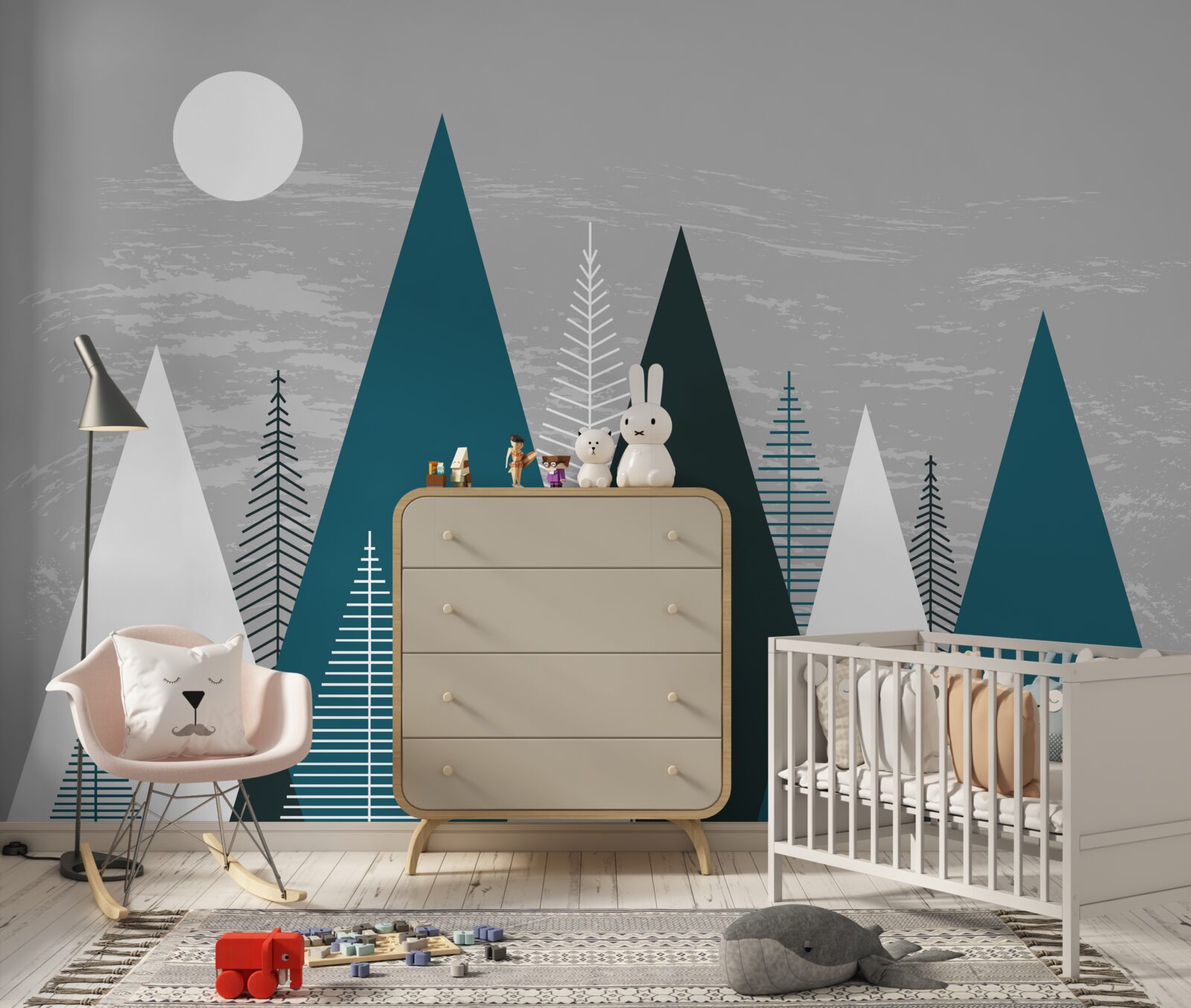 Fotobehang duisternis omhulde het smaragdgroene bos