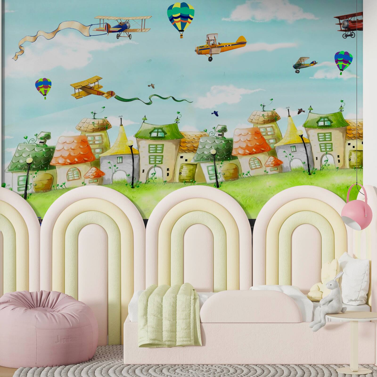 Fotobehang auto's op de snelweg en vliegtuigen