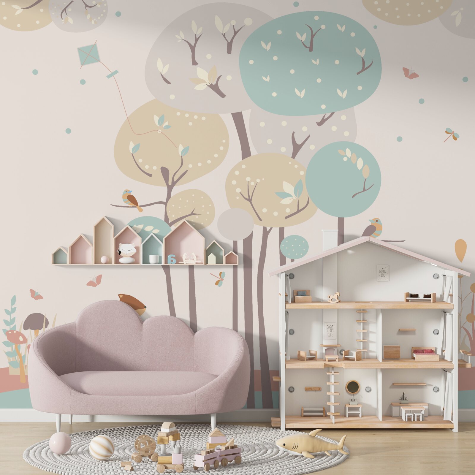 Fotobehang eekhoorns zoeken boomhut