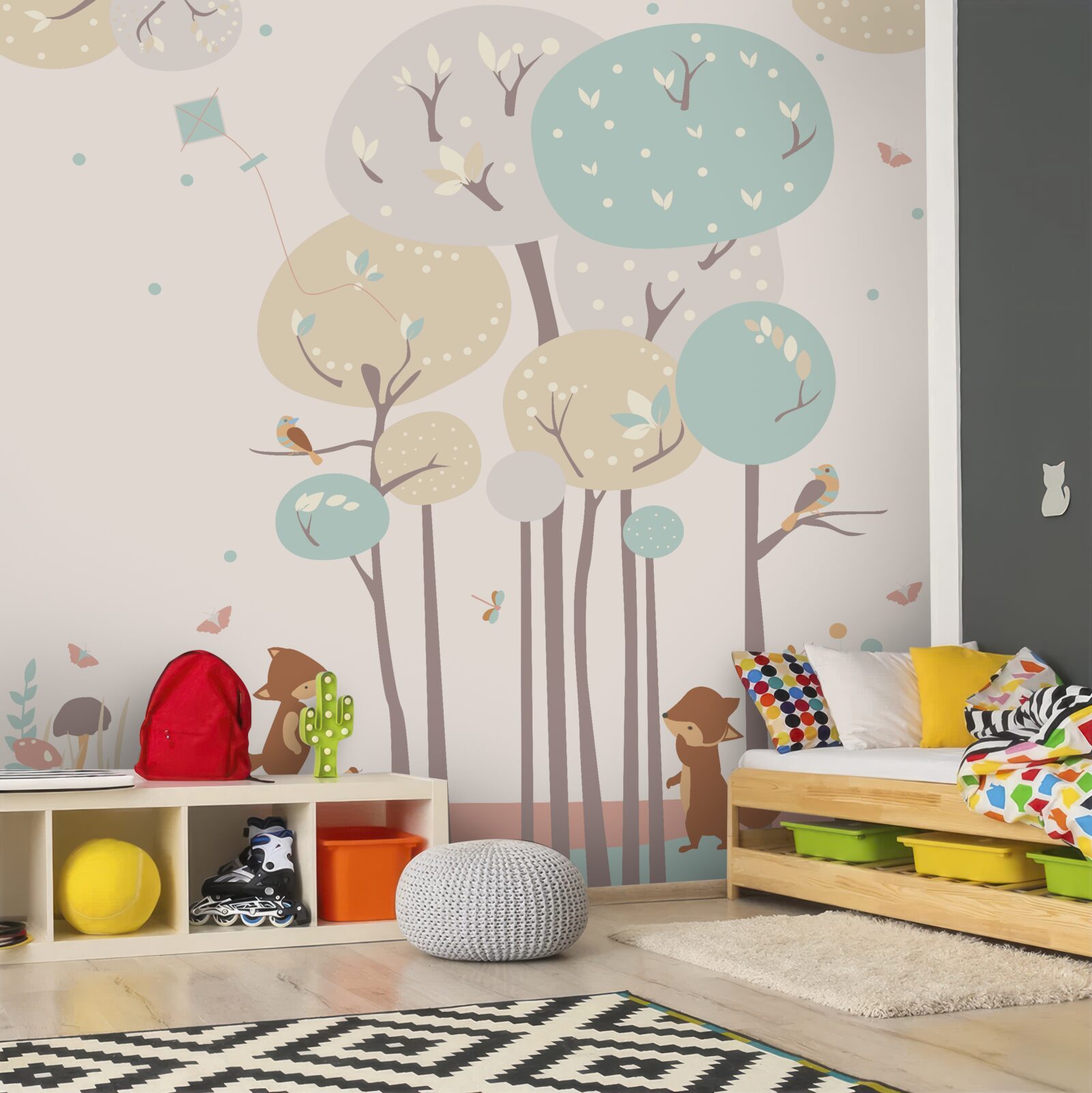 Fotobehang eekhoorns zoeken boomhut