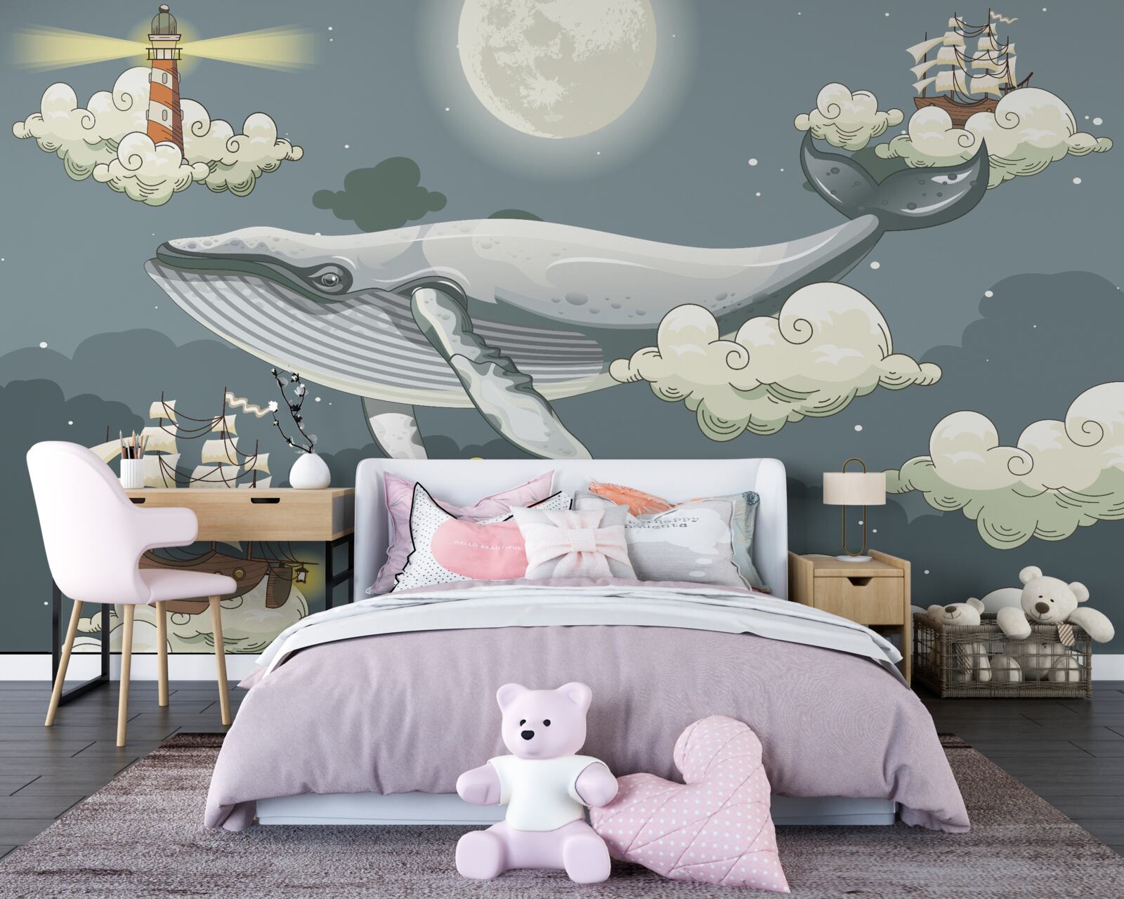 Fotobehang onderwatertoeristen en een walvis