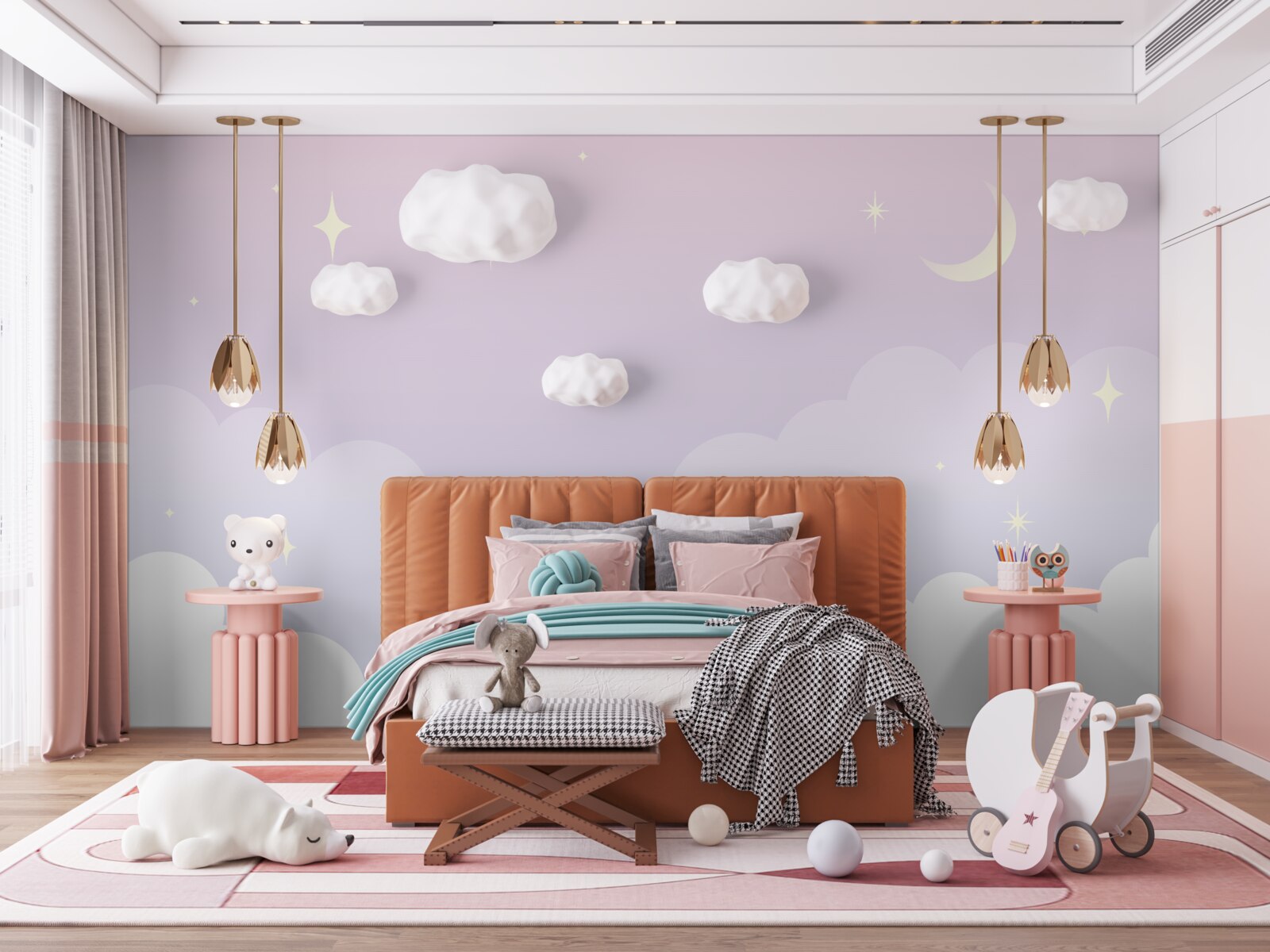 Fotobehang de hemel is in de armen van slaap en stralende sterren