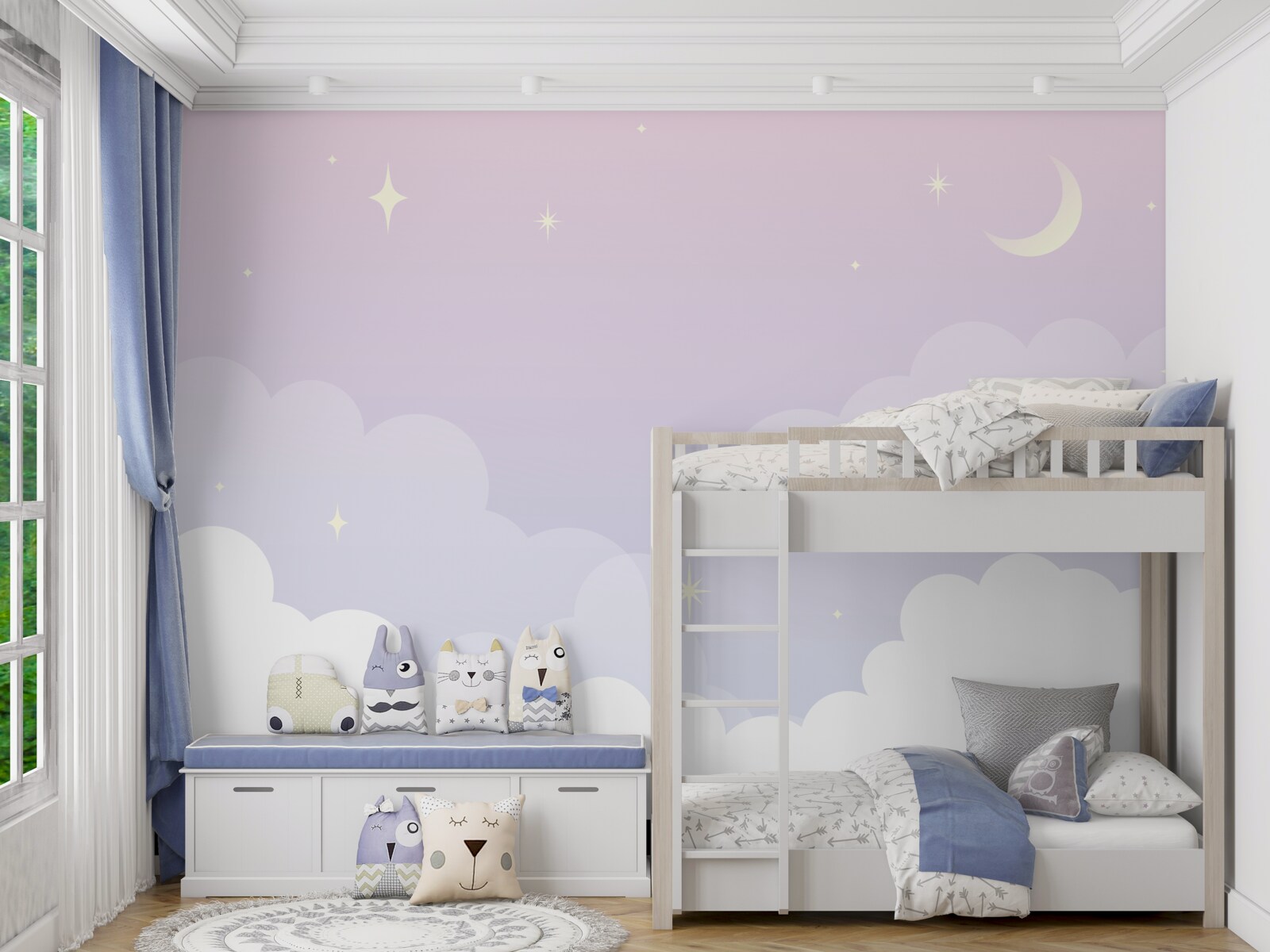 Fotobehang de hemel is in de armen van slaap en stralende sterren