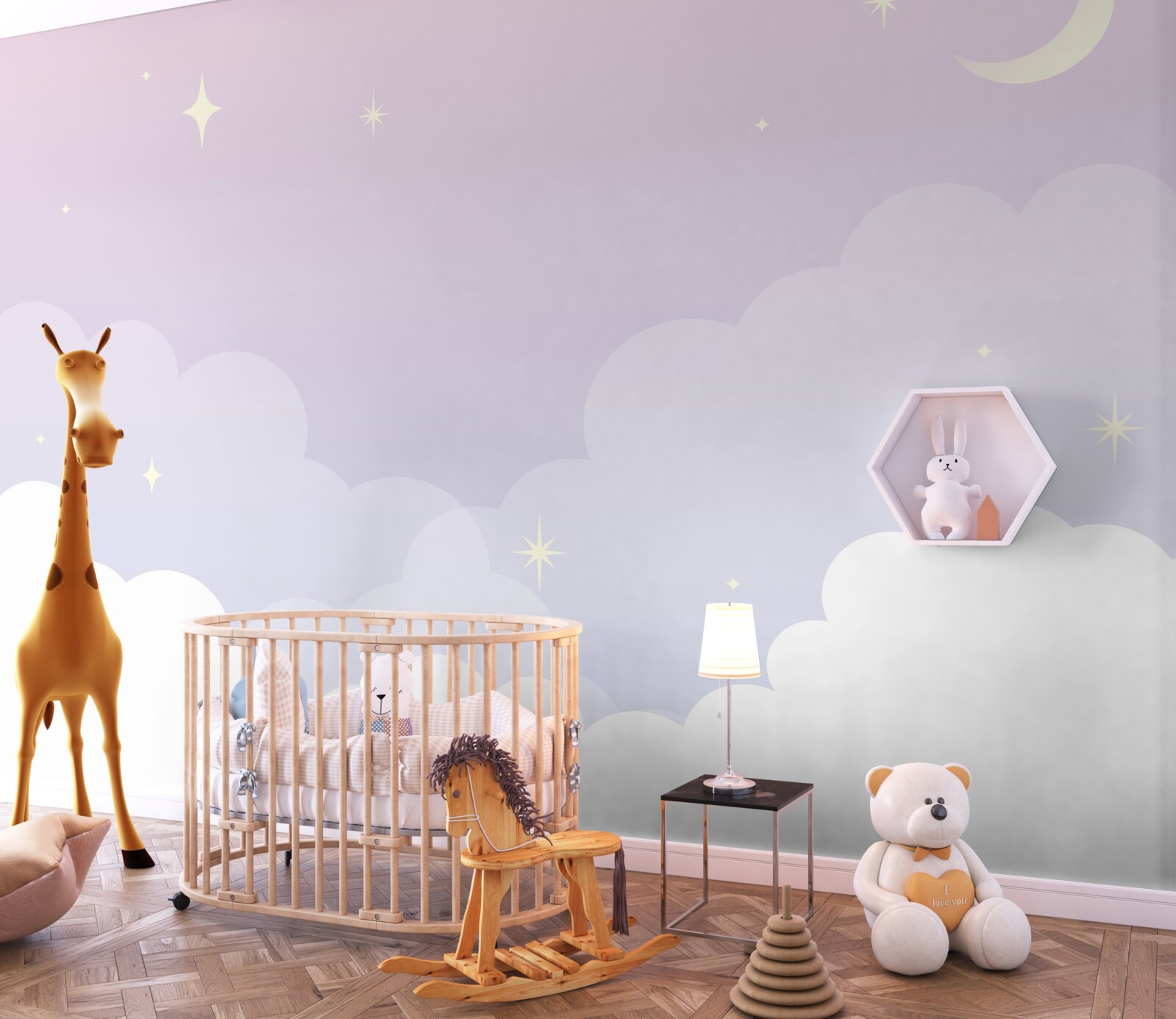 Fotobehang de hemel is in de armen van slaap en stralende sterren