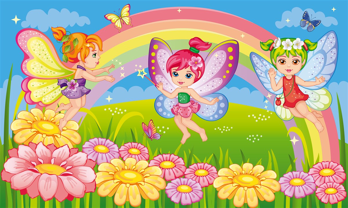 Fotobehang feeënvrienden in de glade