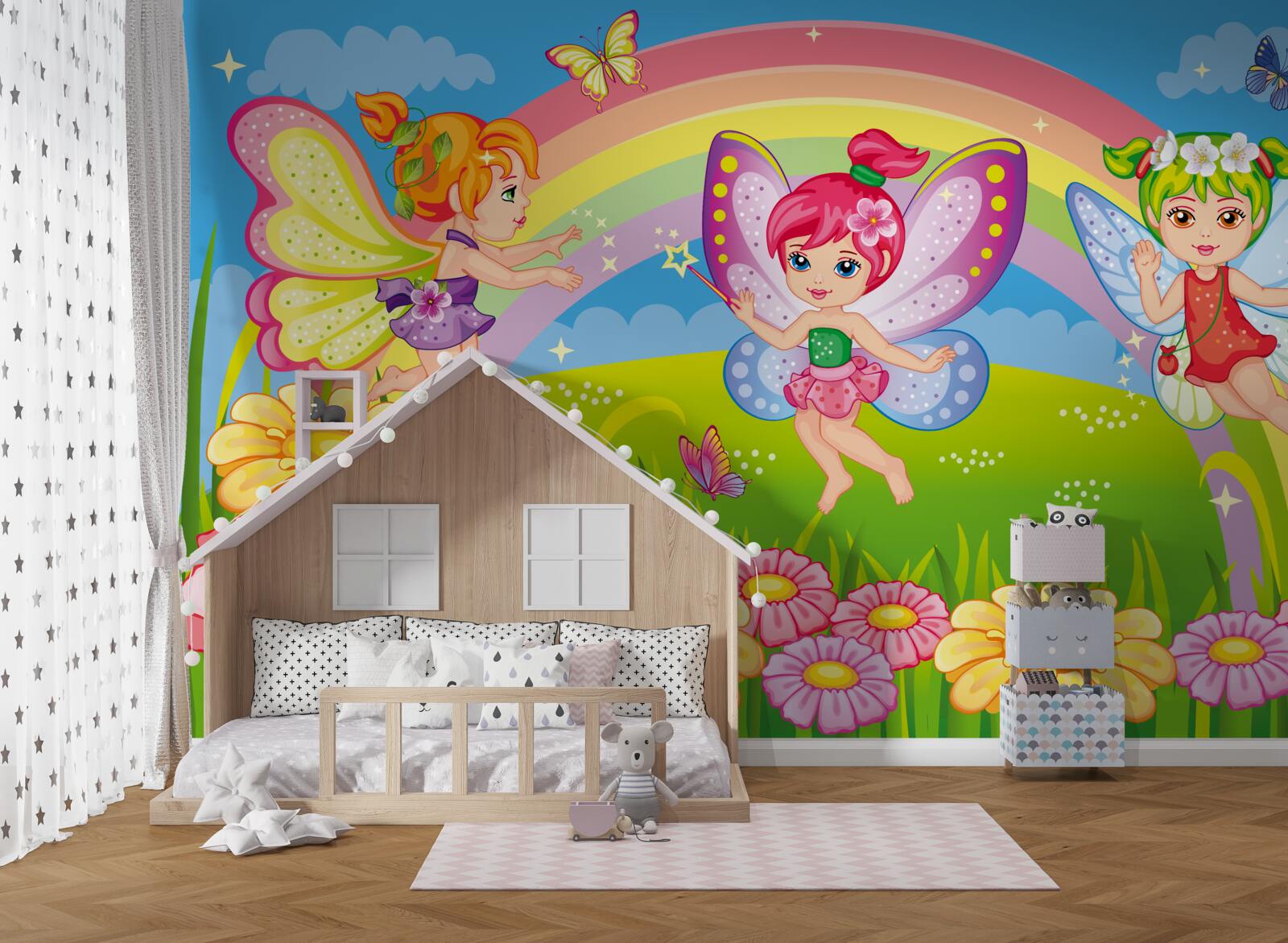 Fotobehang feeënvrienden in de glade