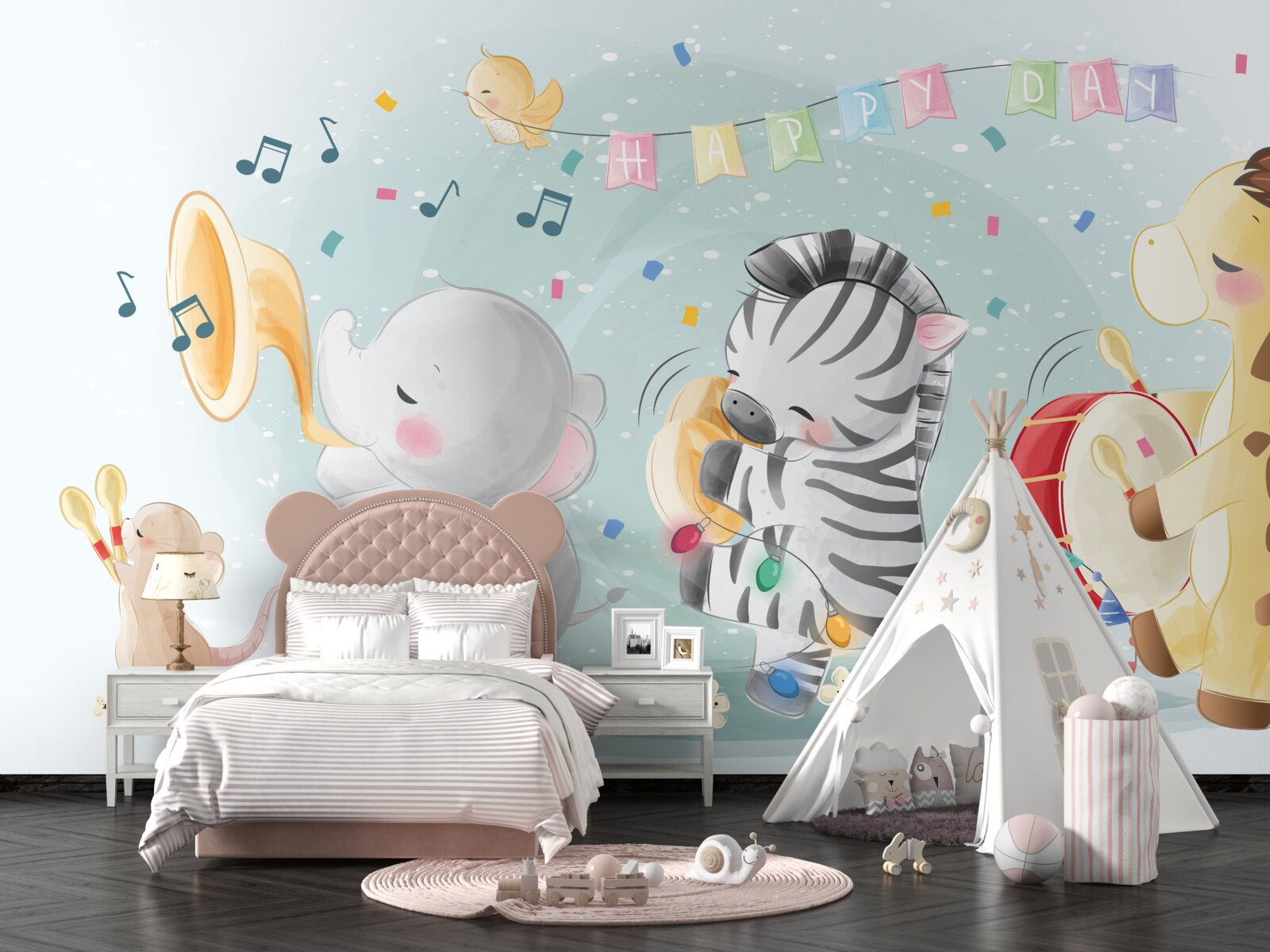 Fotobehang groep jonge artiesten