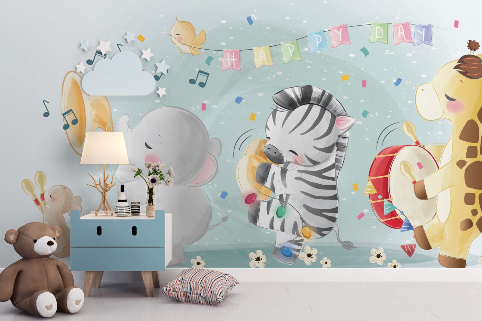 Fotobehang groep jonge artiesten