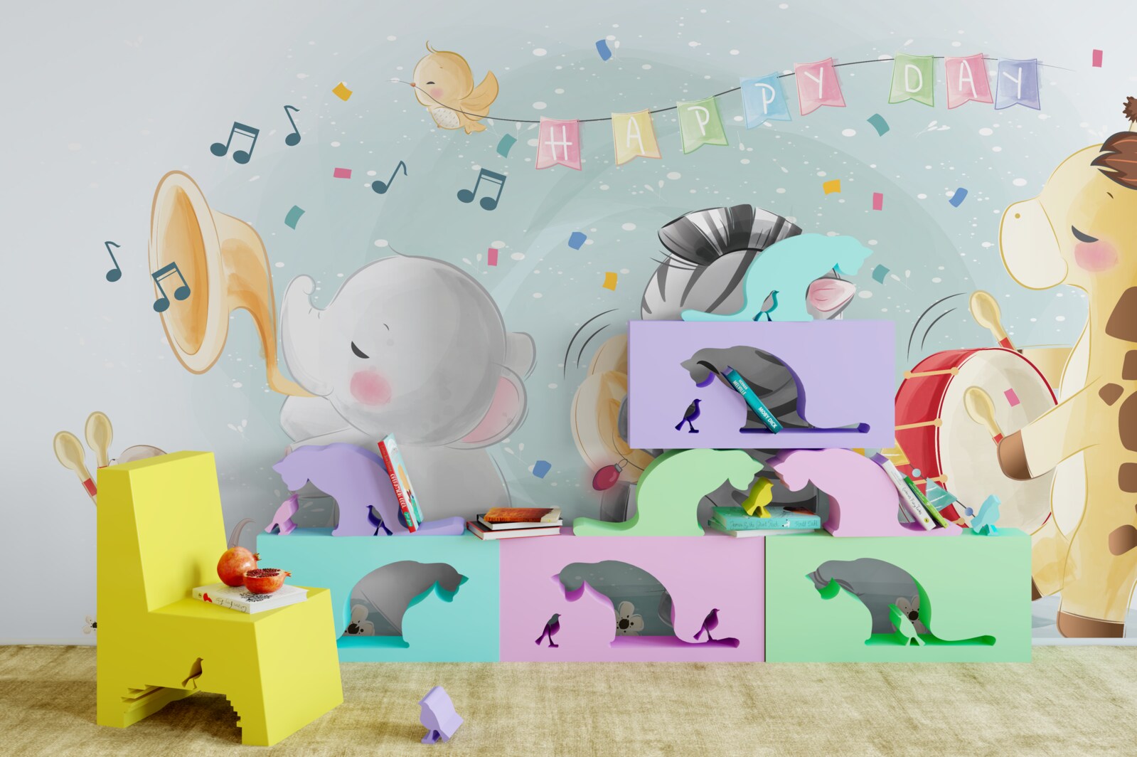 Fotobehang groep jonge artiesten