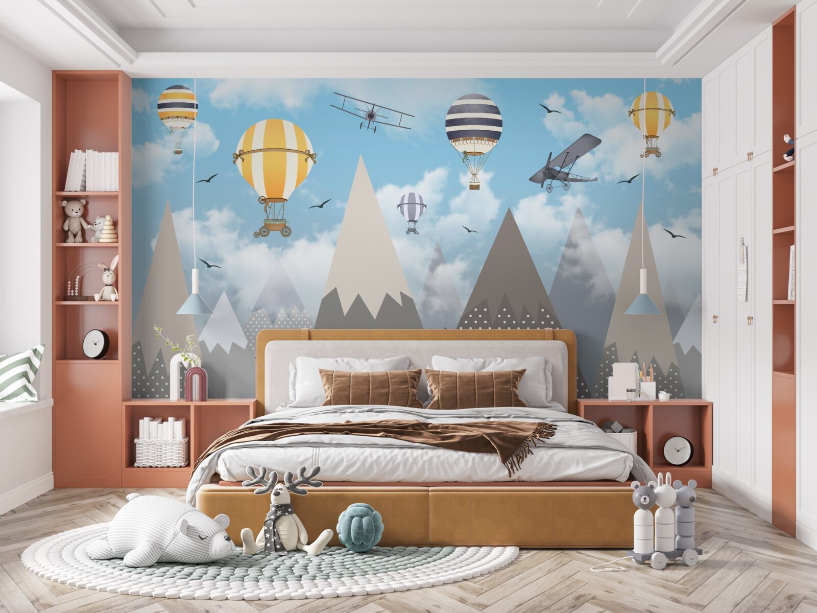 Fotobehang voertuigen op bergtoppen