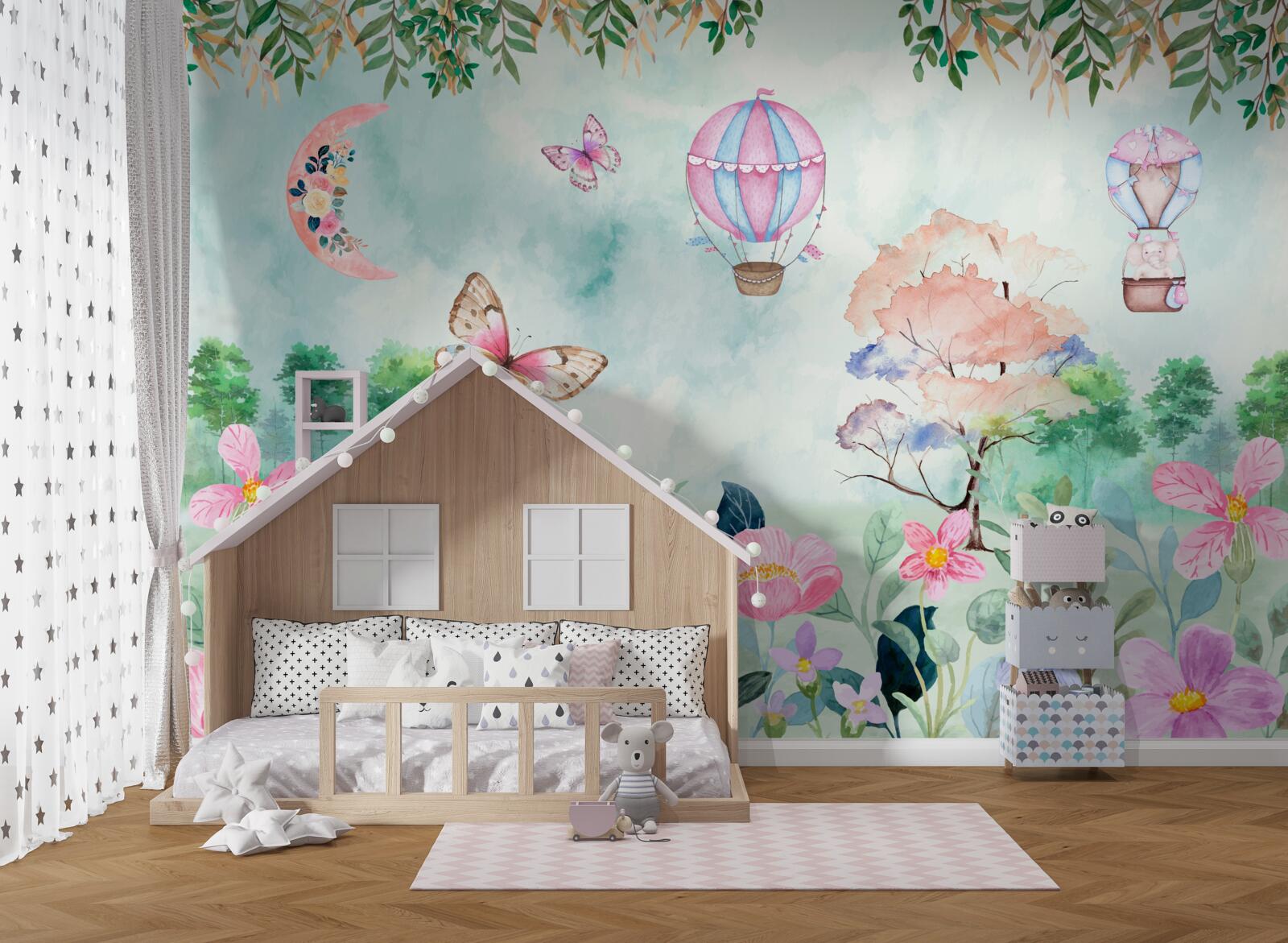 Fotobehang Een wereld vol sprookjes, bloeiend met heldere kleuren