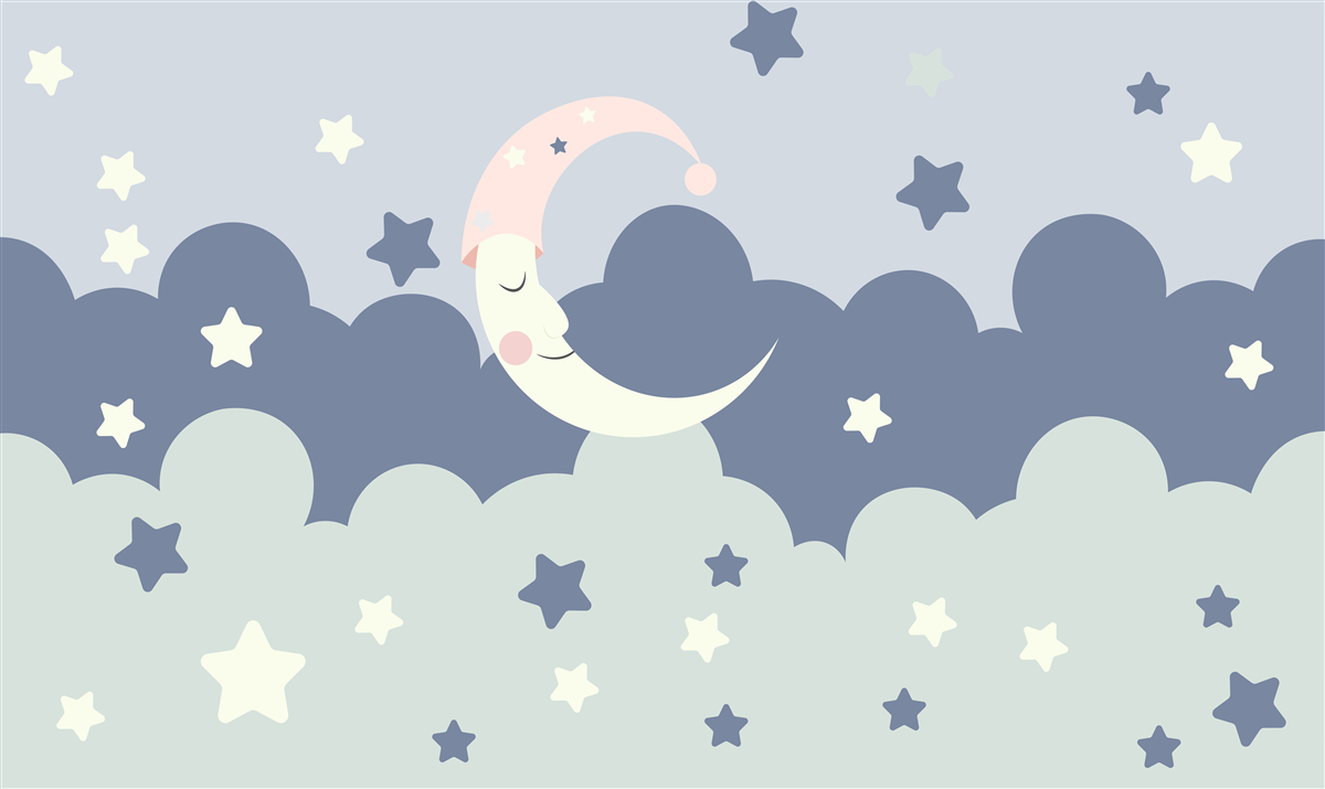 Fotobehang de maan en de lichten vallen in slaap