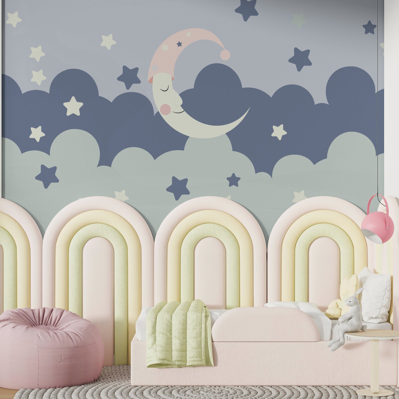 Fotobehang de maan en de lichten vallen in slaap