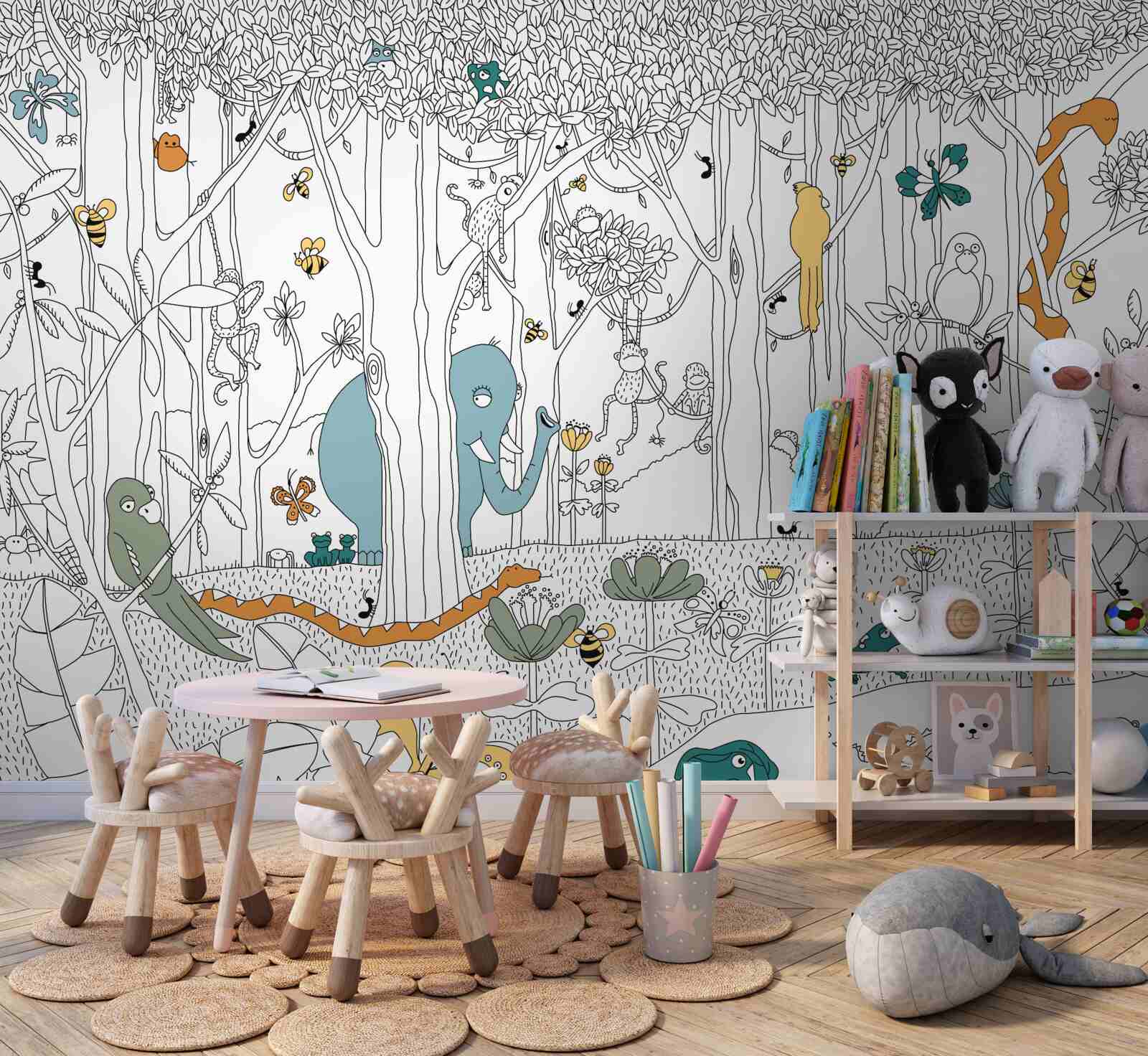 Fotobehang bosdieren voor kinderen