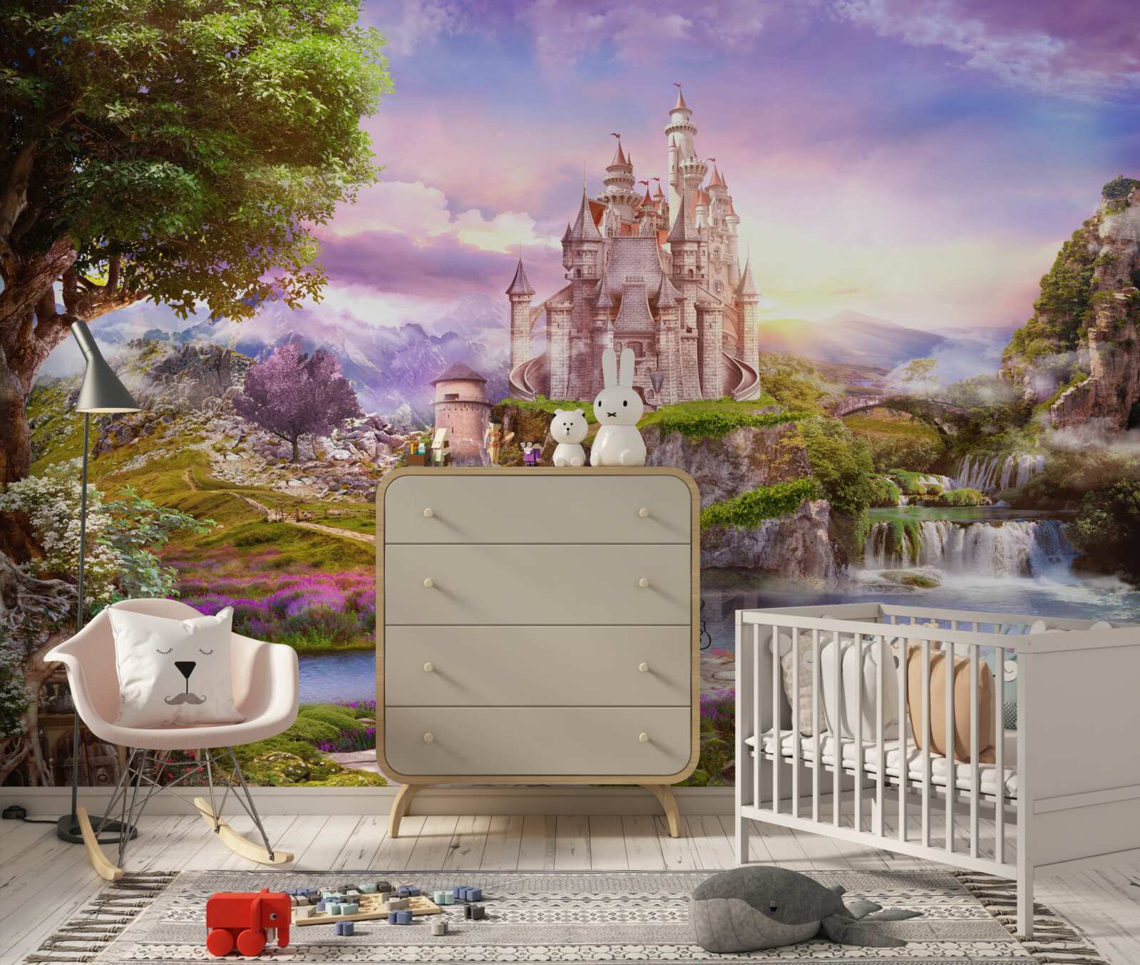 Fotobehang aan de andere kant van de rivier ligt een magisch fort