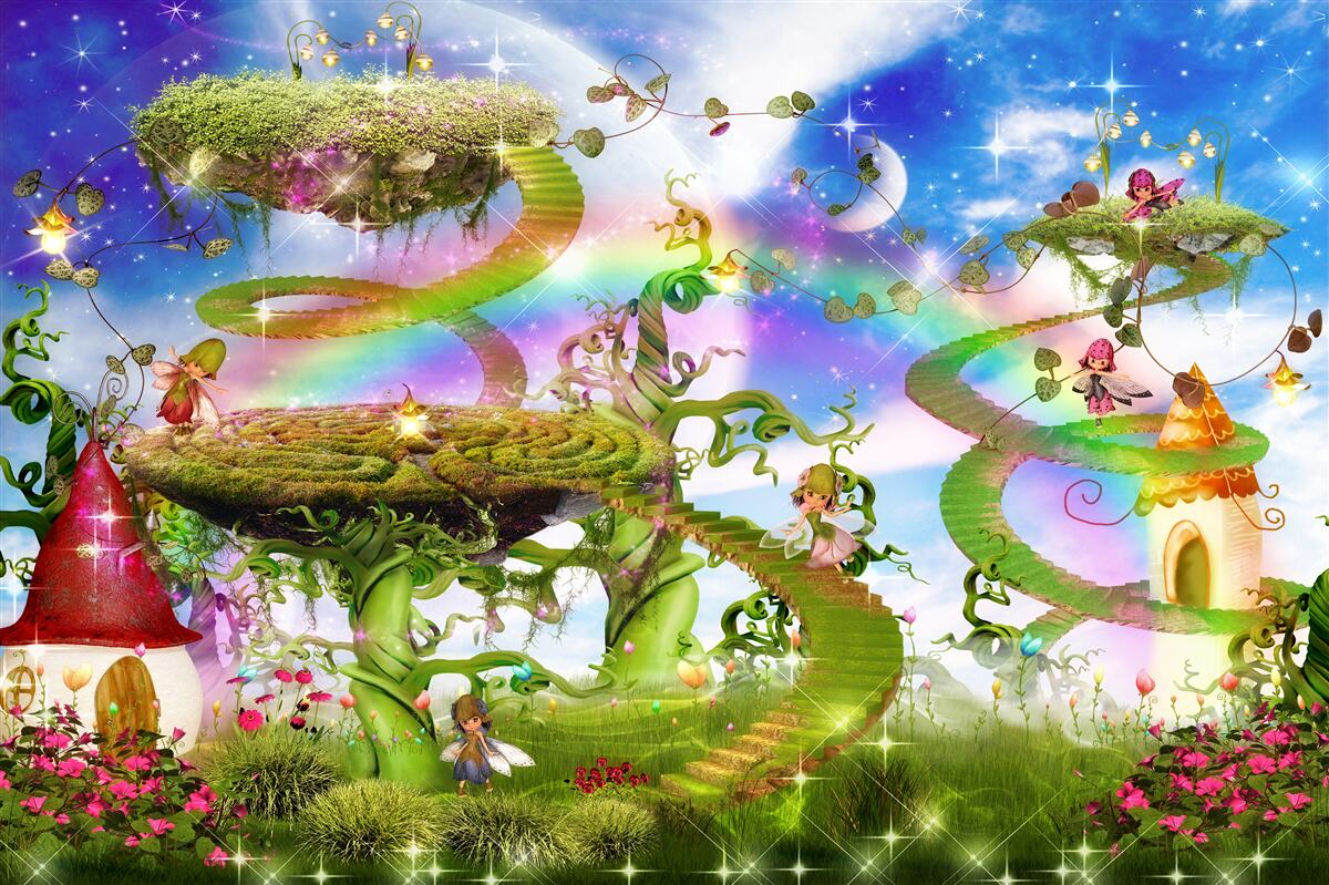 Fotobehang een droomstad tussen de wolken