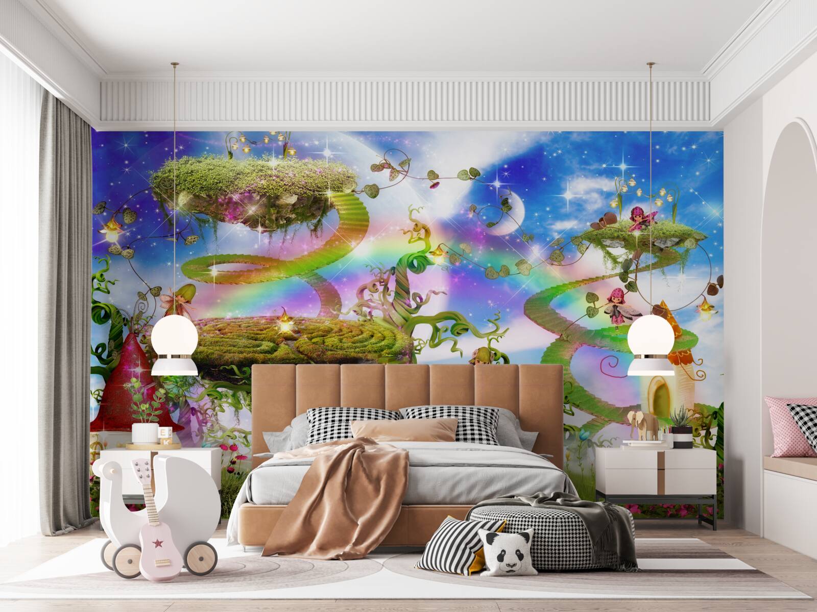 Fotobehang een droomstad tussen de wolken