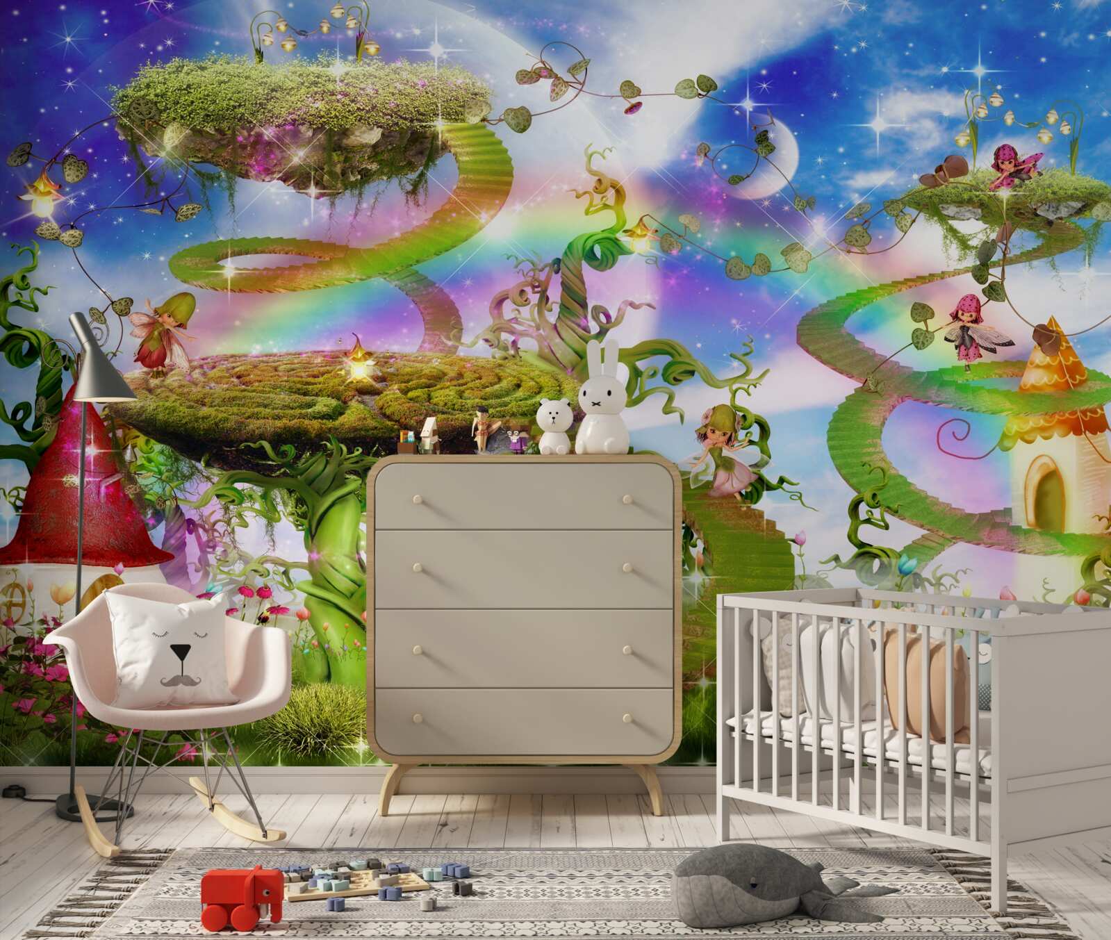 Fotobehang een droomstad tussen de wolken