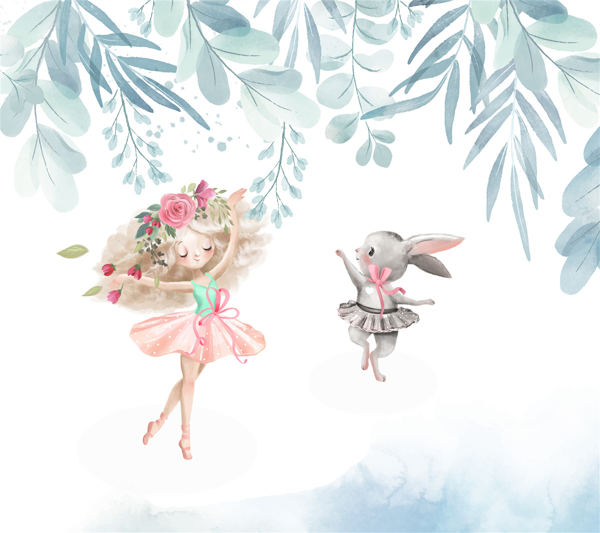 Fotobehang de tovenares en haar konijnenvriend