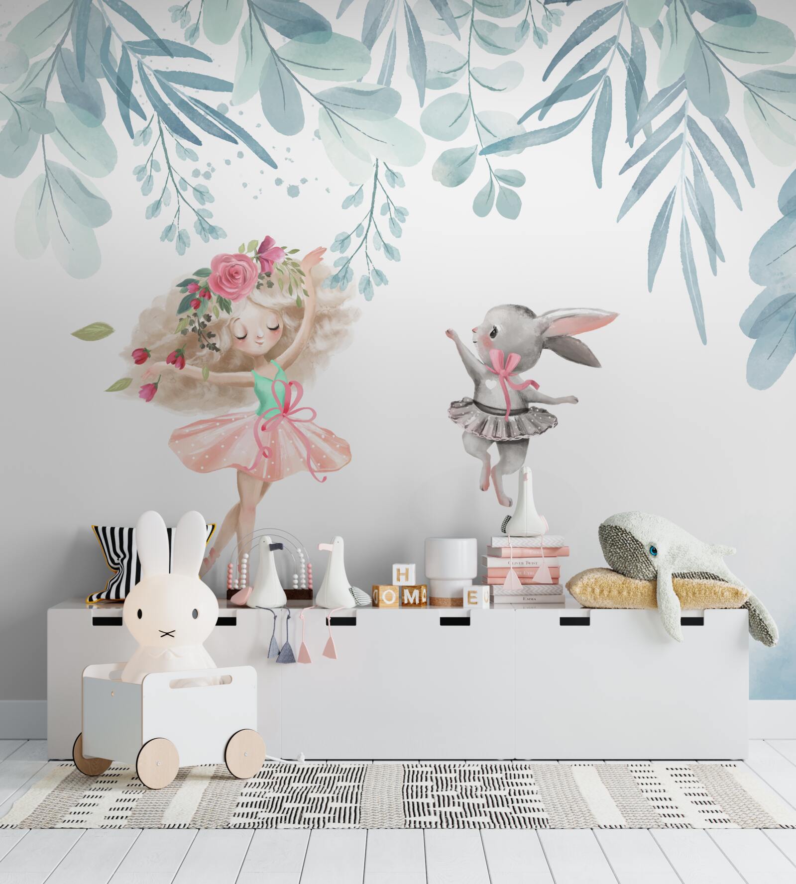 Fotobehang de tovenares en haar konijnenvriend