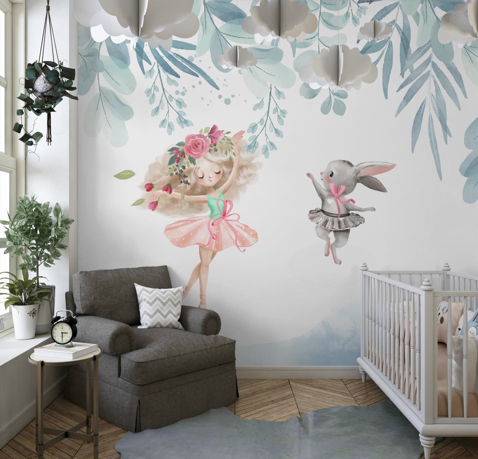 Fotobehang de tovenares en haar konijnenvriend