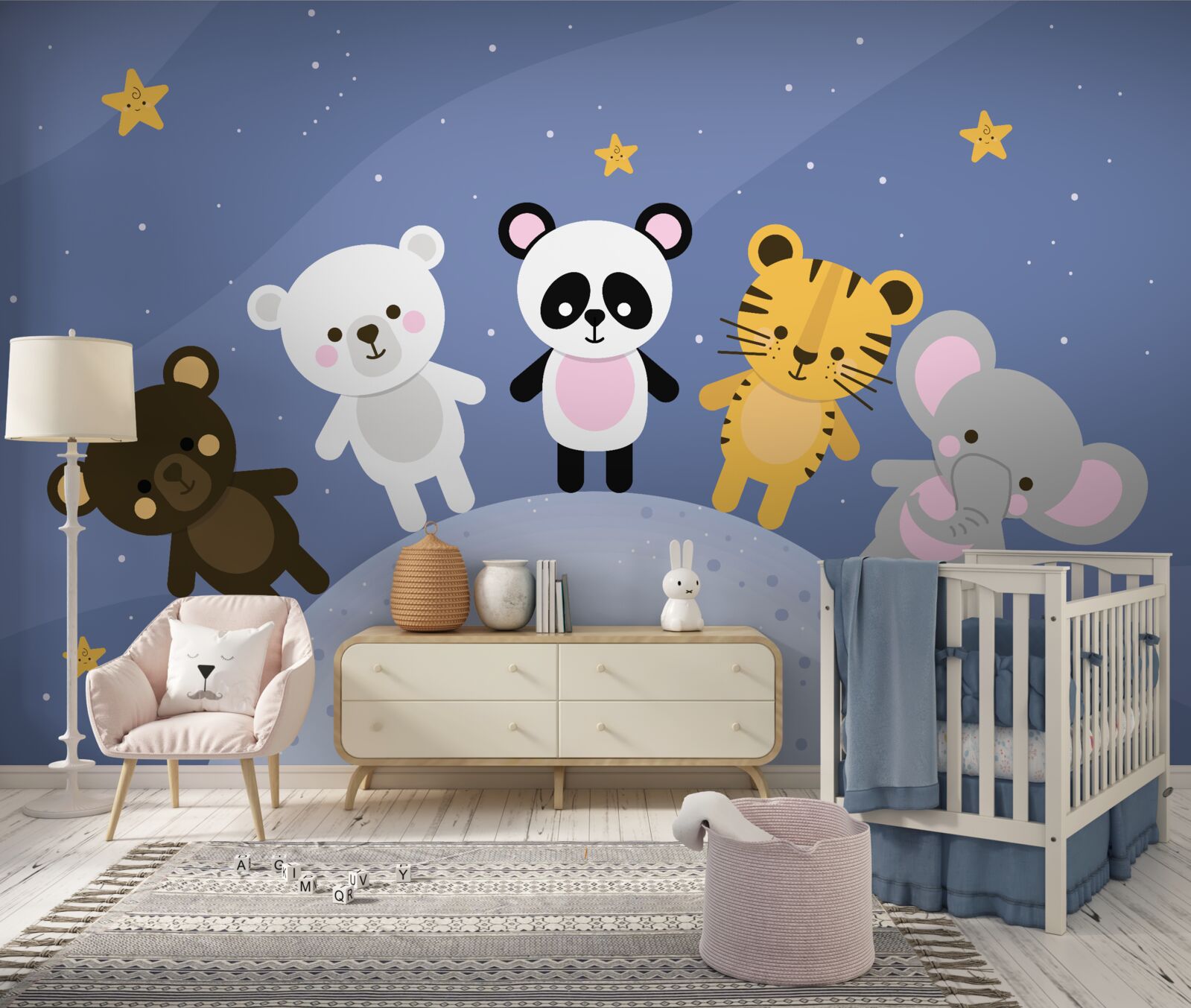 Fotobehang dieren die in harmonie met elkaar leven