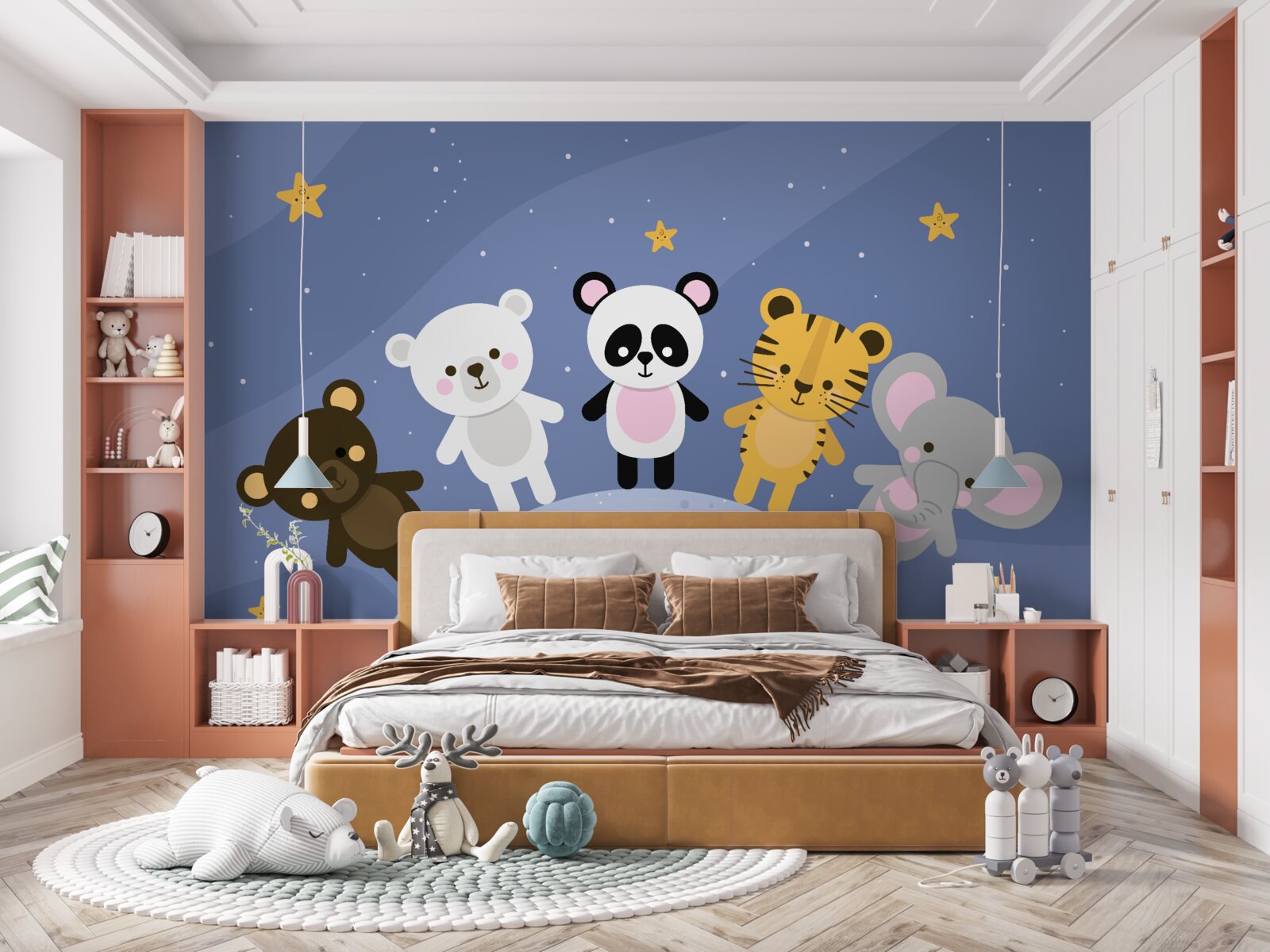 Fotobehang dieren die in harmonie met elkaar leven